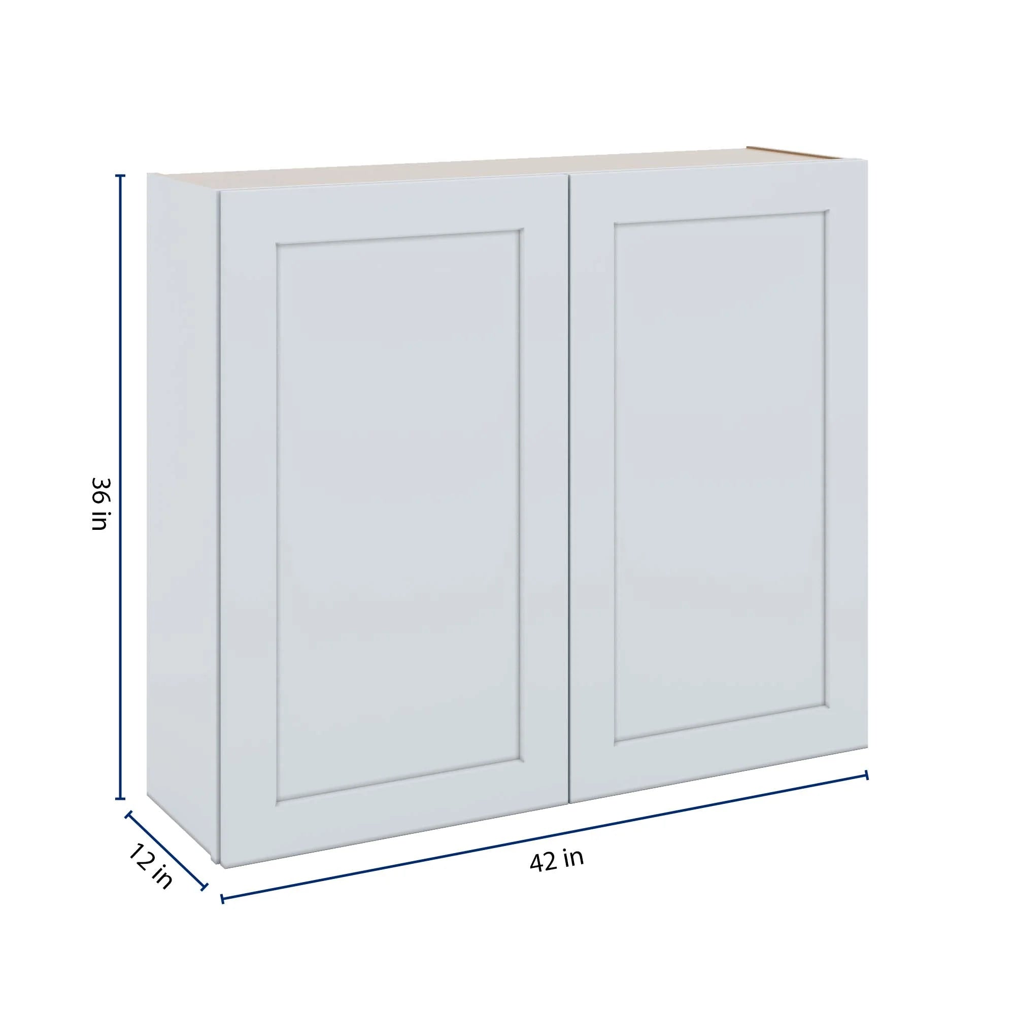 J&K White Shaker S8 Double Door Wall Cabinet - 42" W x 36" H