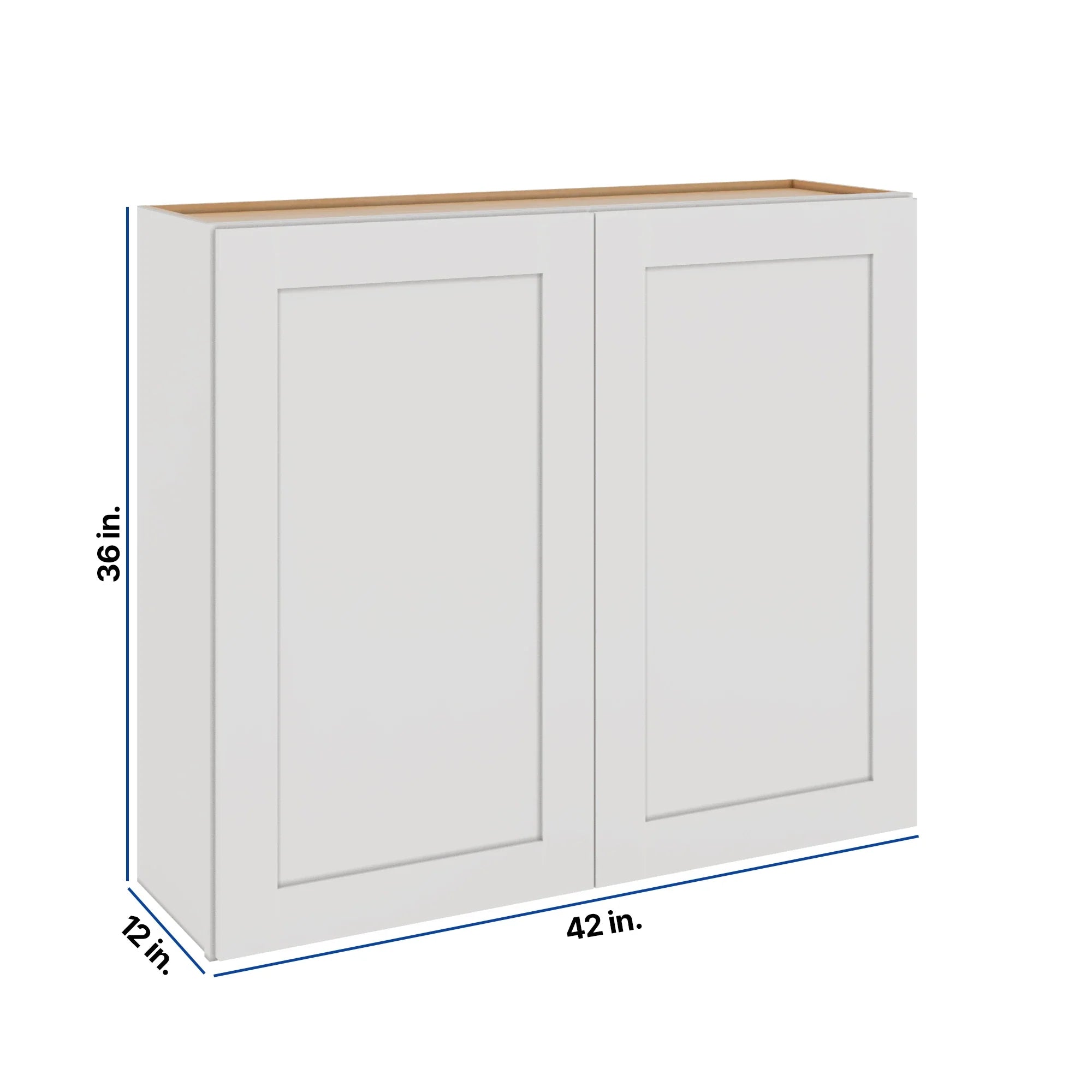 Modernform Cabinet White Shaker 42" W X 36" H X 12" D Double Door Wall Cabinet