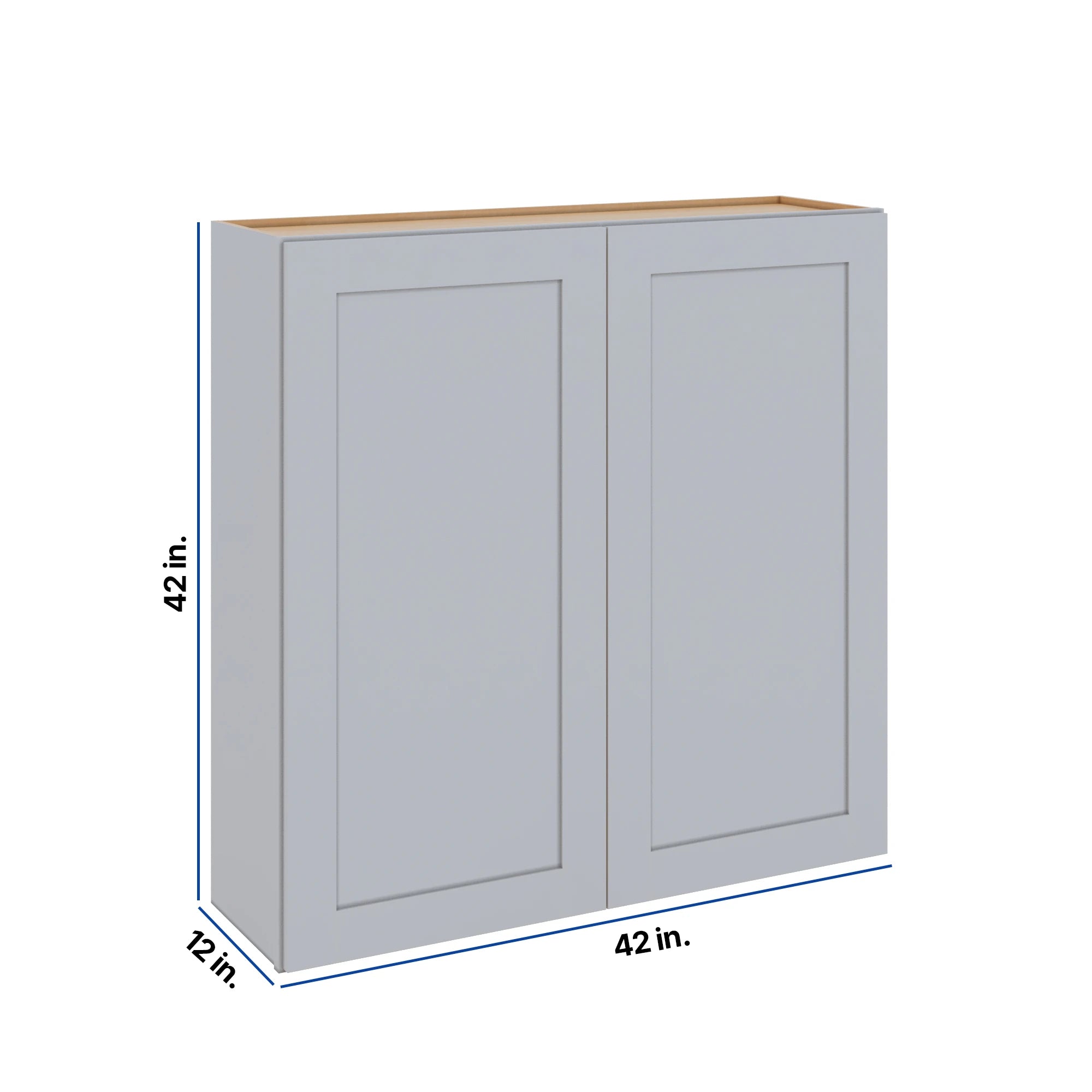 Modernform Cabinet Grey Shaker 42" W X 42" H X 12" D Double Door Wall Cabinet