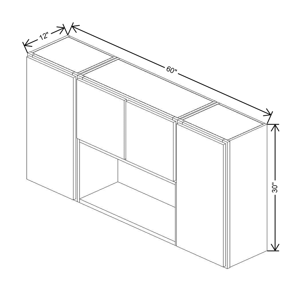 CNC Country Oak Honey 60" W X 30" H Open Wall Cabinet