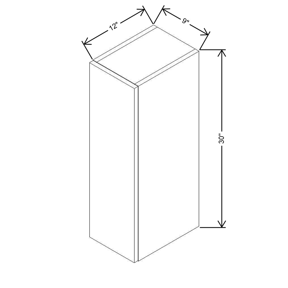 CNC Classic Highland White 09" W X 30" H Single Door Wall Cabinet