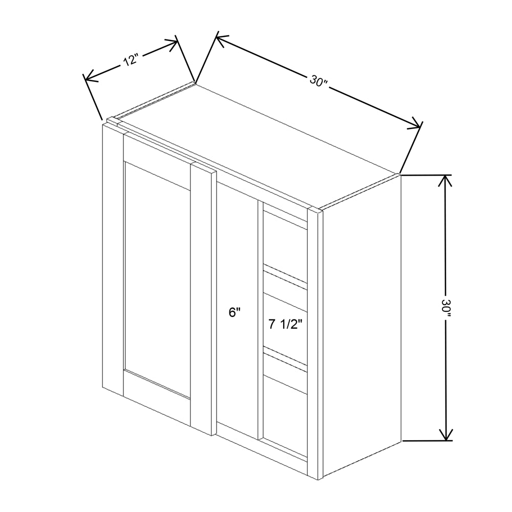 Fabuwood Allure Galaxy Cobblestone Blind Corner Reversible Wall 30"W x 30"H Shaker Cabinet