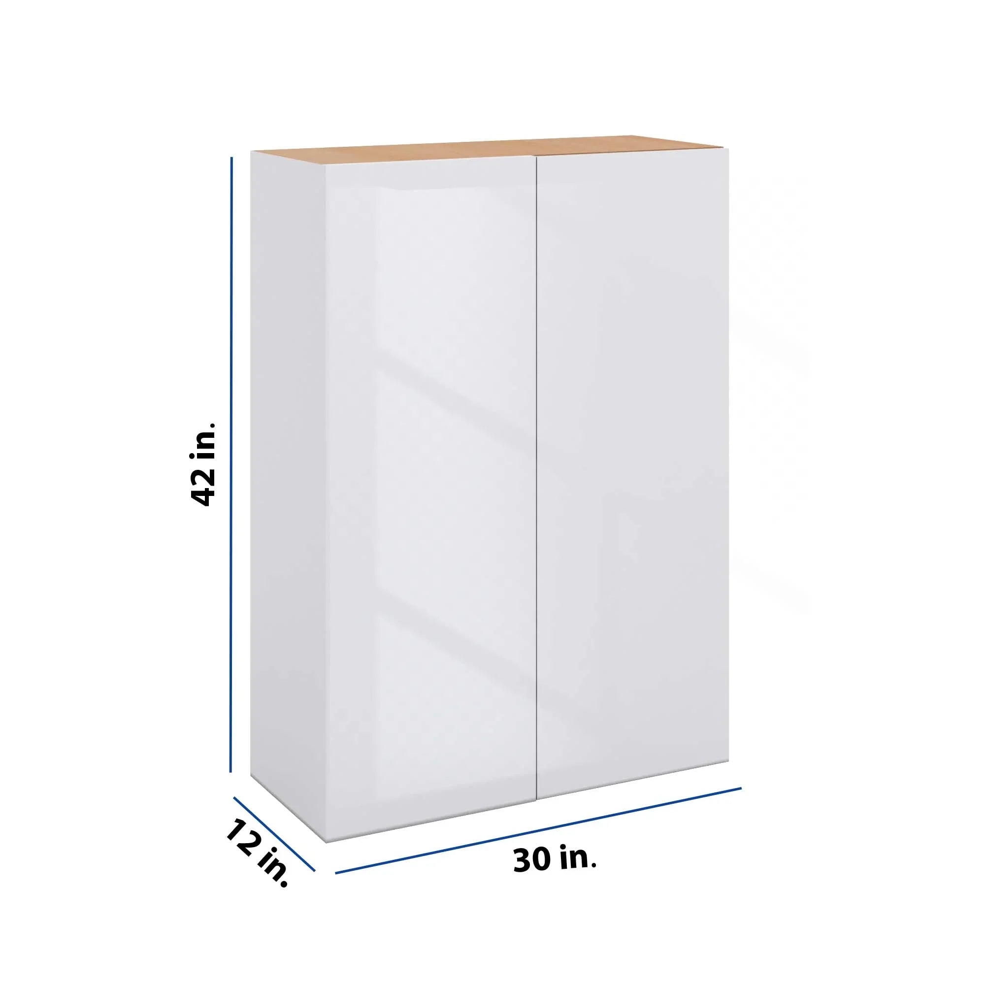 Modernform Cabinet Gloss White 30" W X 42" H X 12" D Single Door Blind Corner Wall Cabinet