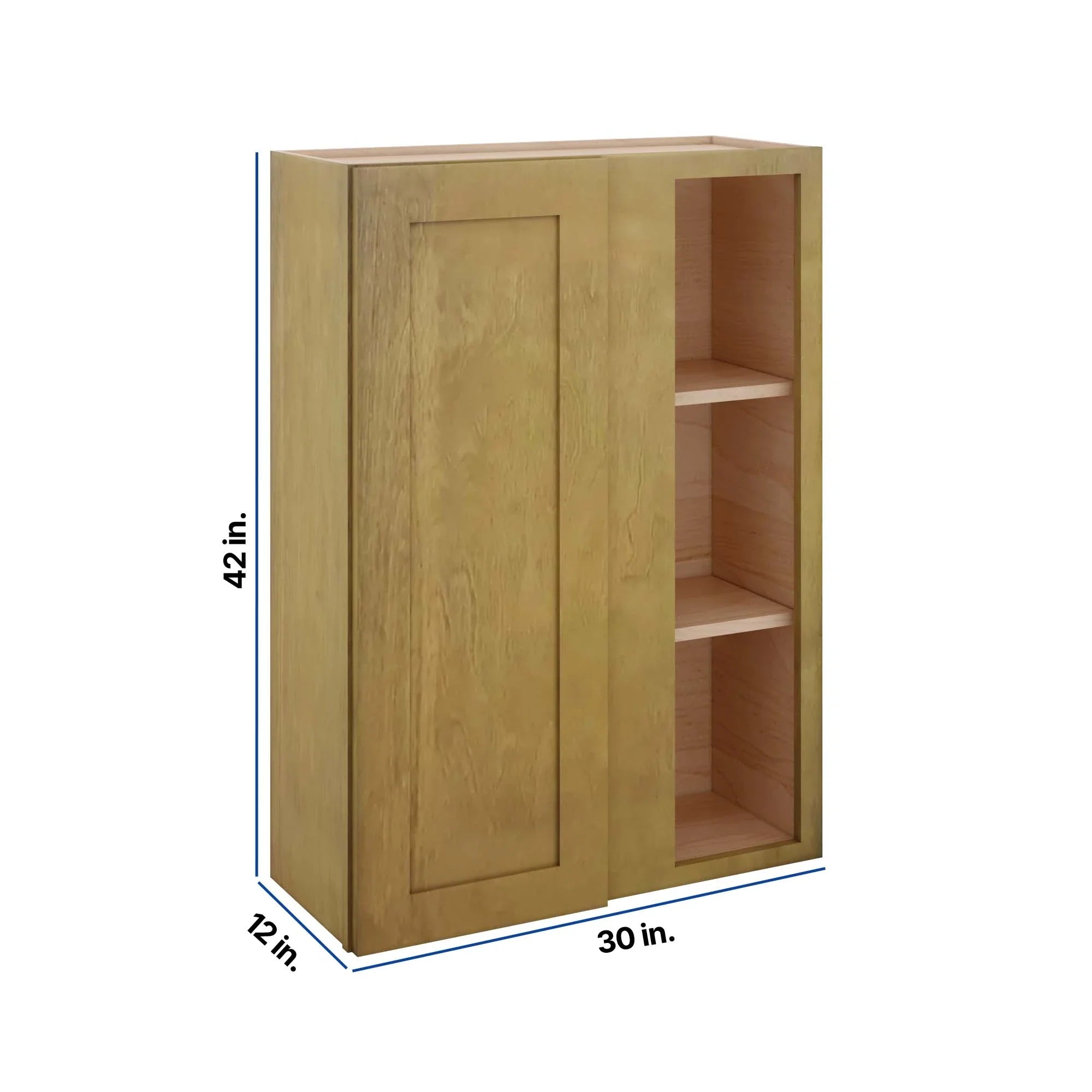 Modernform Cabinet Natural Shaker 30" W X 42" H X 12" D Single Door Blind Corner Wall Cabinet