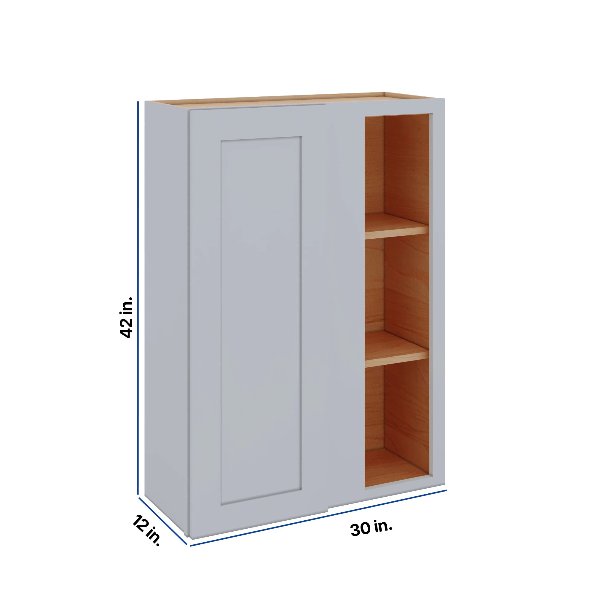 Modernform Cabinet Grey Shaker 30" W X 42" H X 12" D Single Door Blind Corner Wall Cabinet