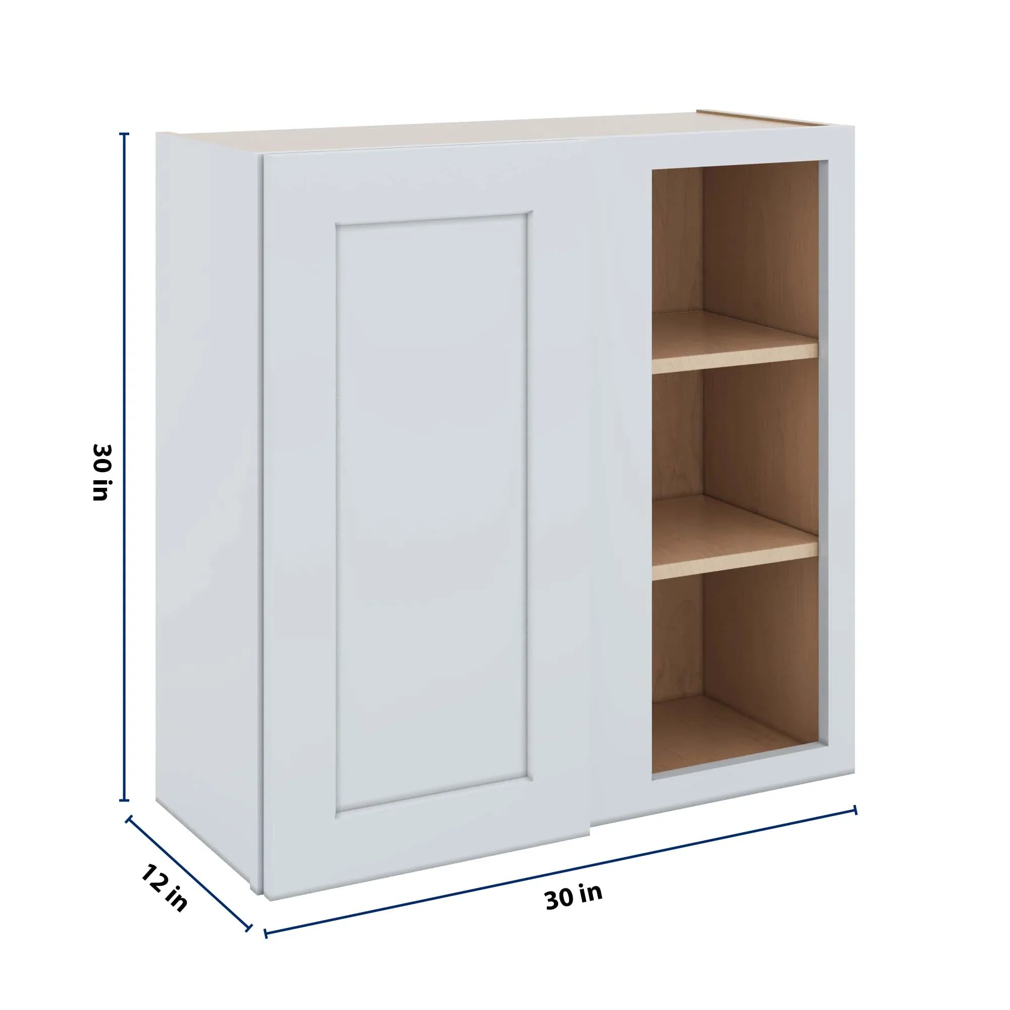 J&K White Shaker S8 Blind Wall Cabinet - 30" W x 30" H