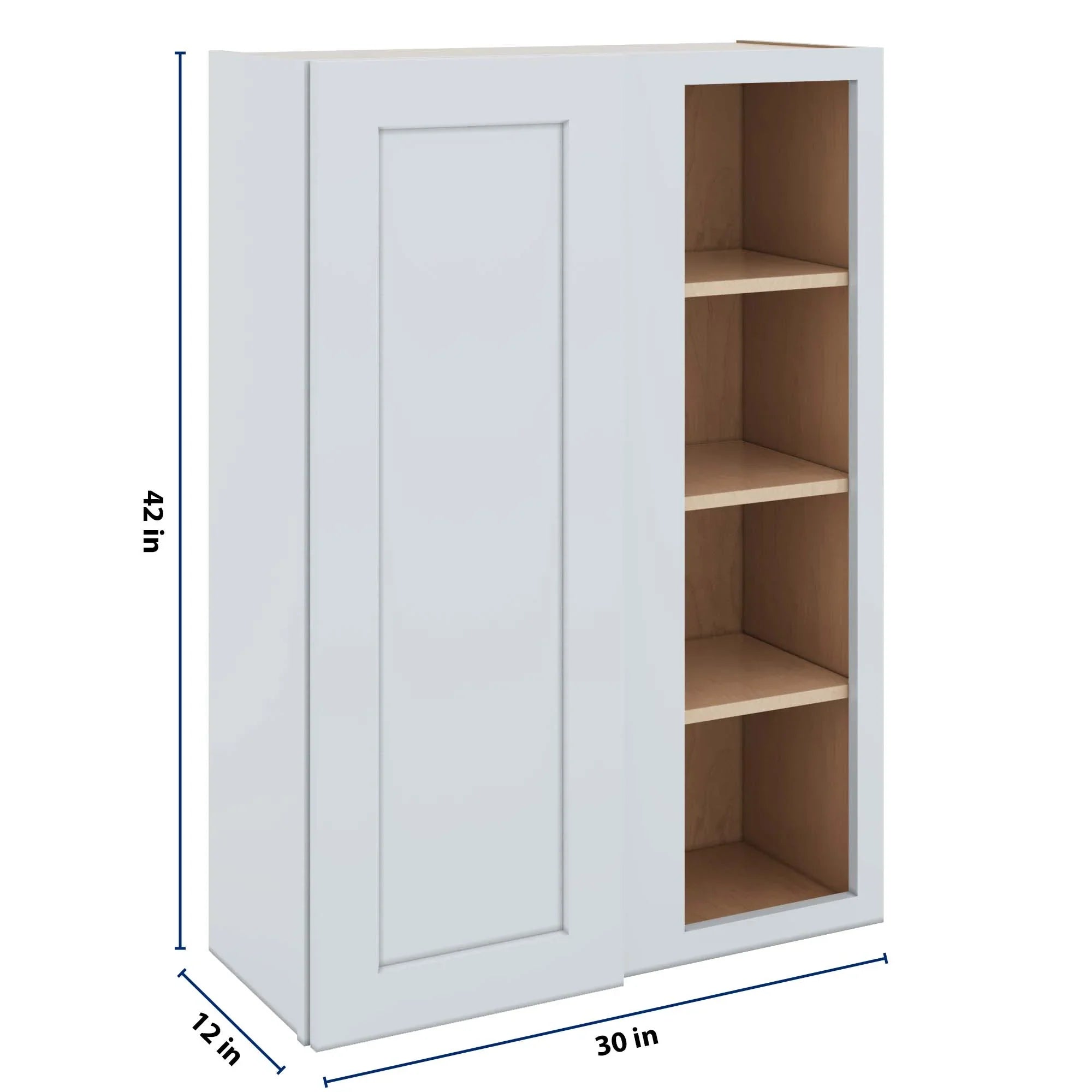 J&K White Shaker S8 Blind Wall Cabinet - 30" W x 42" H