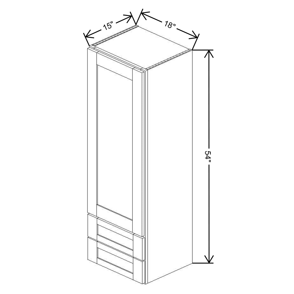 Fabuwood Allure Luna Timber 18" W X 54" H X 15" D Wall w/Drawers Cabinet