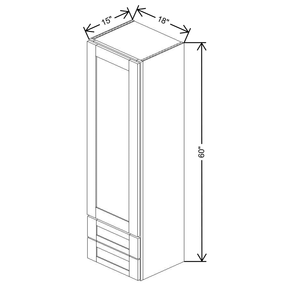 Fabuwood Allure Onyx Cobblestone 18" W X 60" H X 15" D Wall w/Drawers Cabinet