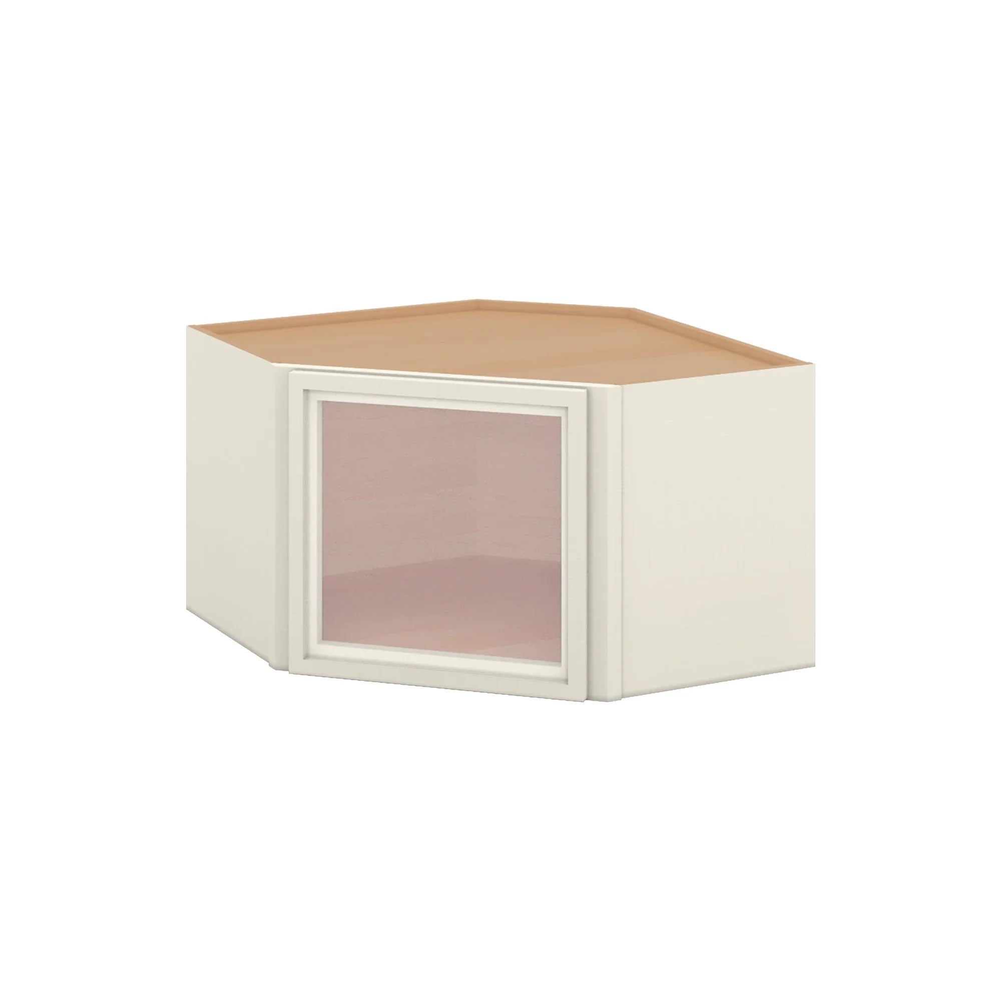 Modernform Cabinet Slim Dove White 24" W X 15" H X 12" D Diagonal Corner Glass Door Wall Cabinet