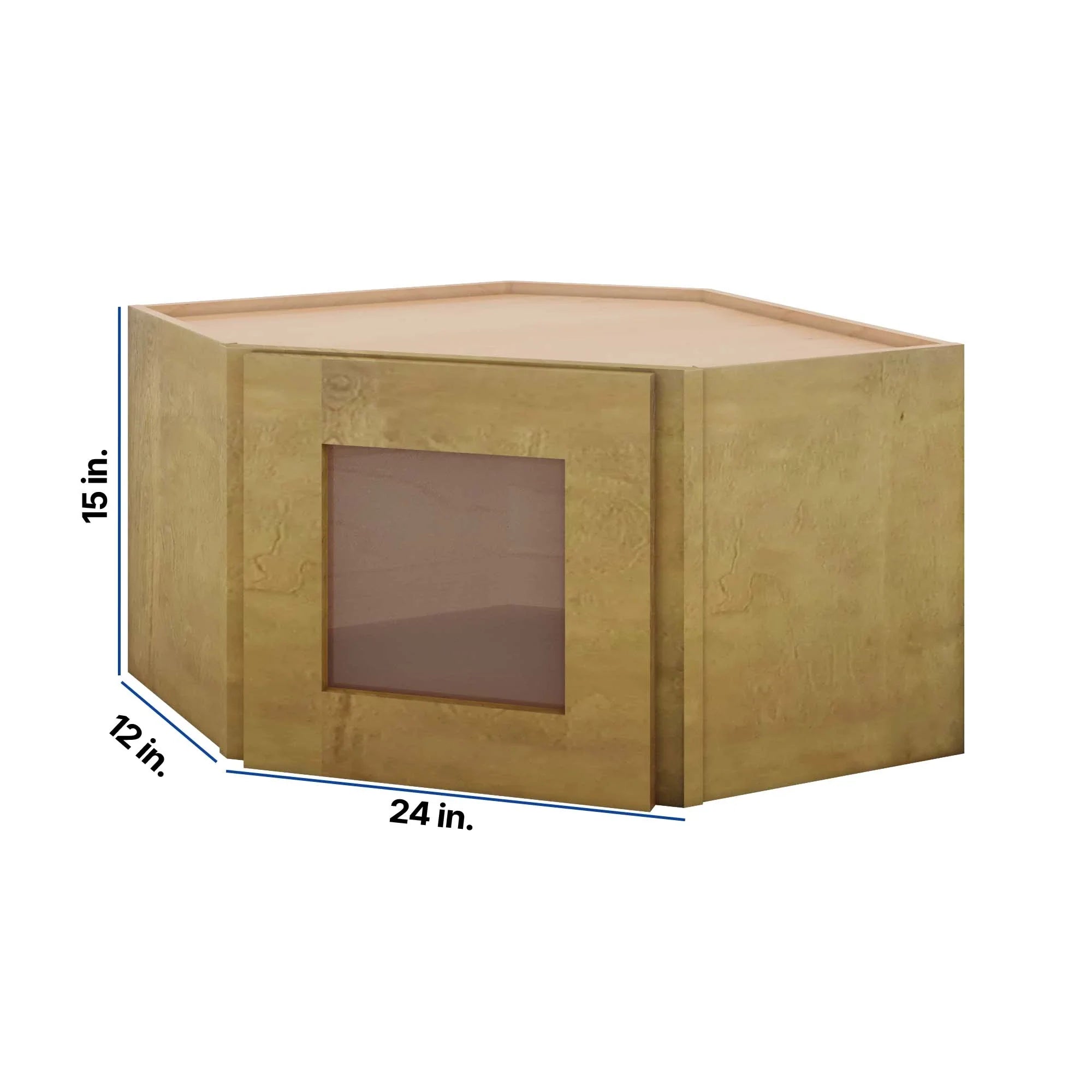 Modernform Cabinet Natural Shaker 24" W X 15" H X 12" D Diagonal Corner Glass Door Wall Cabinet