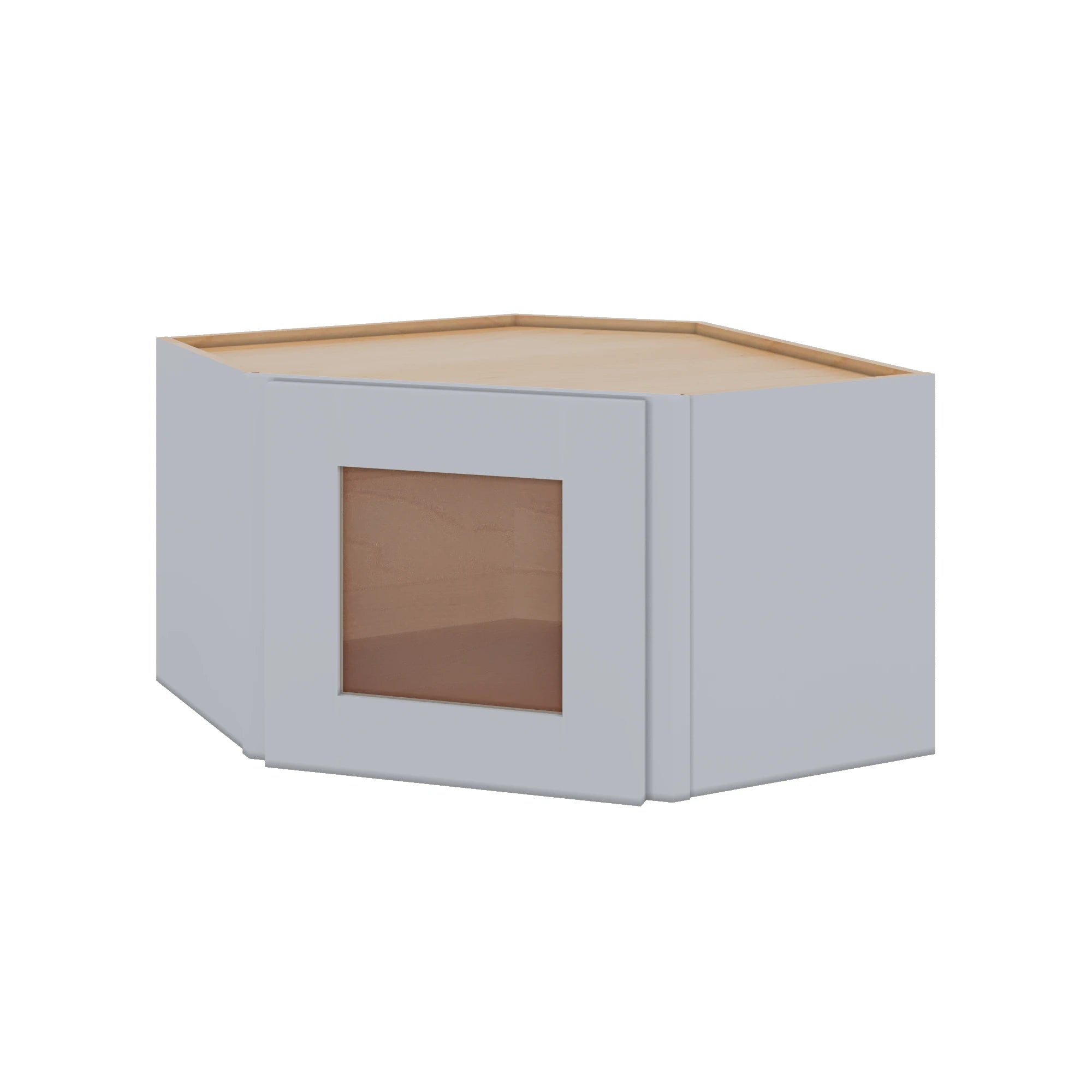 Modernform Cabinet Grey Shaker 24" W X 15" H X 12" D Diagonal Corner Glass Door Wall Cabinet