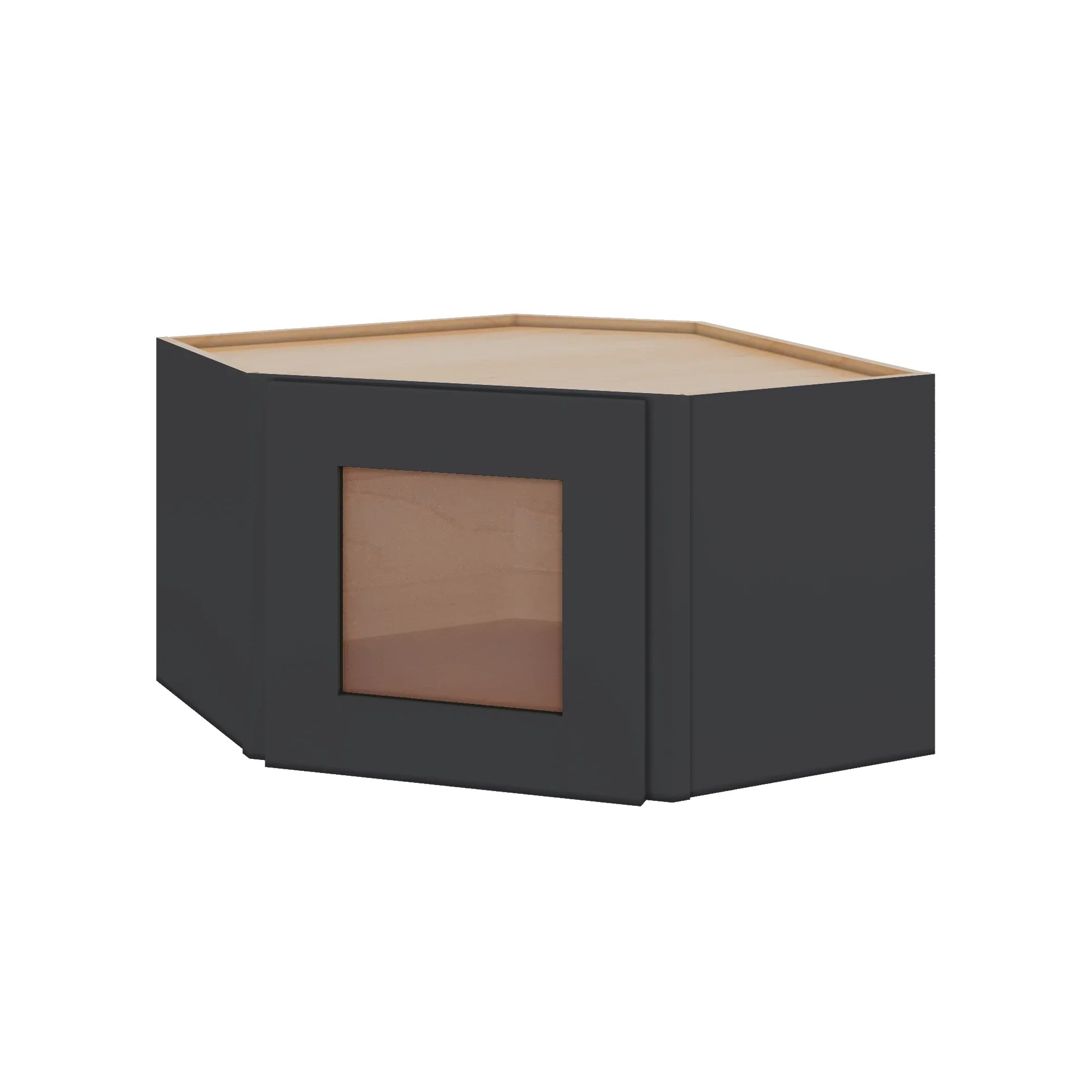 Modernform Cabinet Onyx Black Shaker 24" W X 15" H X 12" D Diagonal Corner Glass Door Wall Cabinet