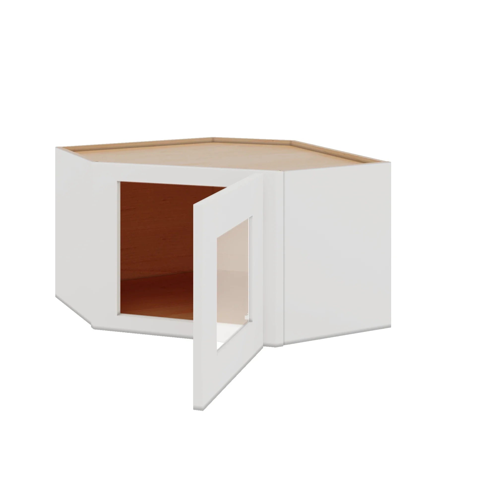 Modernform Cabinet White Shaker 24" W X 15" H X 12" D Diagonal Corner Glass Door Wall Cabinet