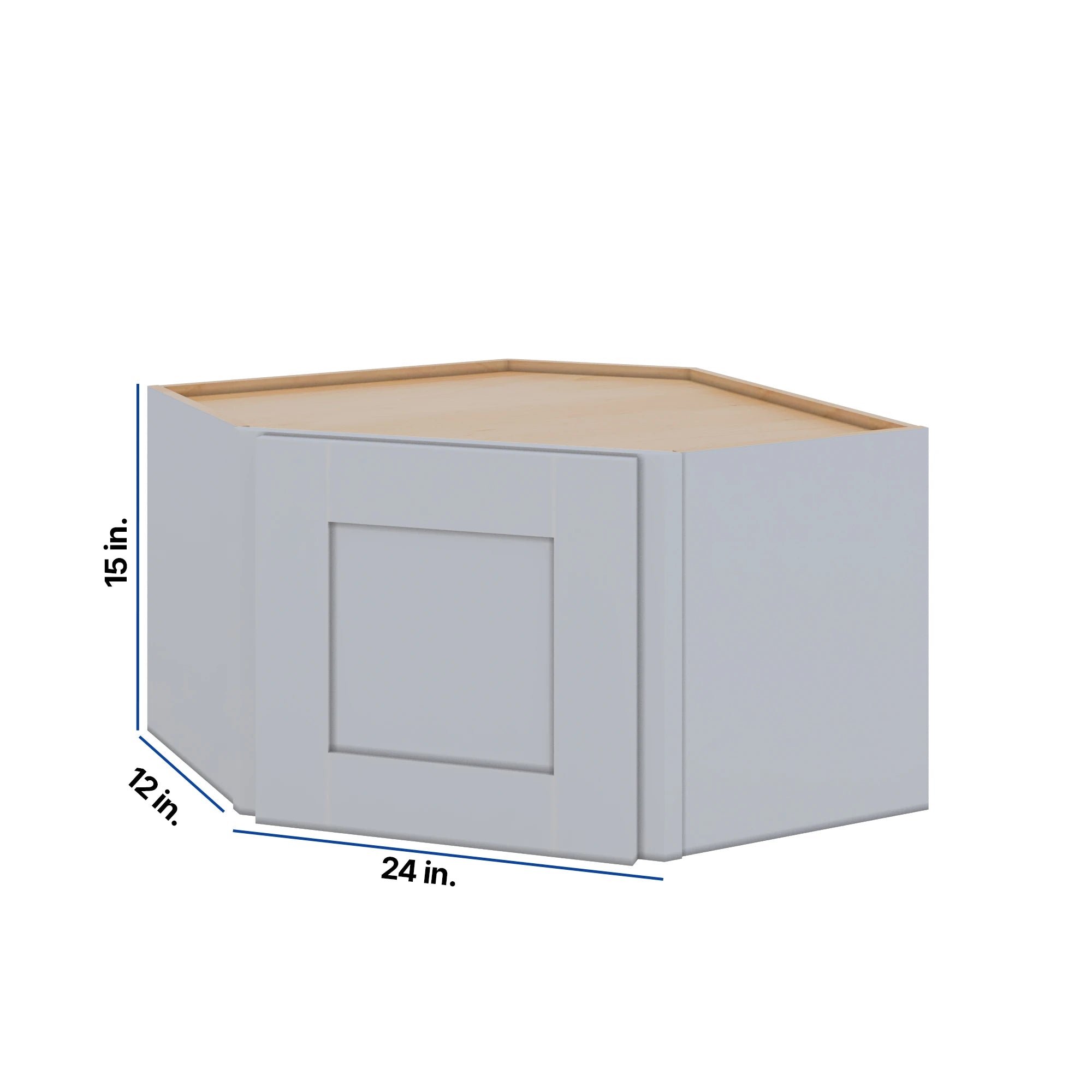 Modernform Cabinet Grey Shaker 24" W X 15" H X 12" D Diagonal Corner Wall Cabinet