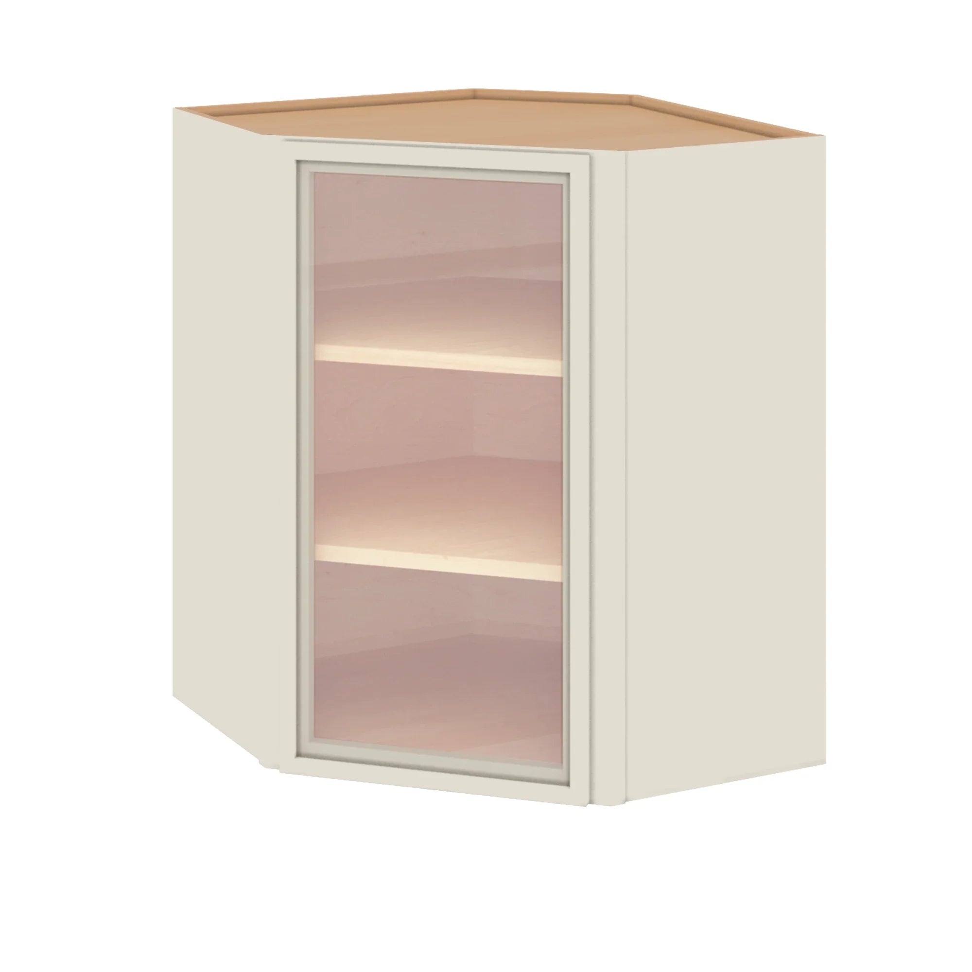Modernform Cabinet Slim Dove White 24" W X 30" H X 12" D Wall Diagonal Corner Glass Door Cabinet