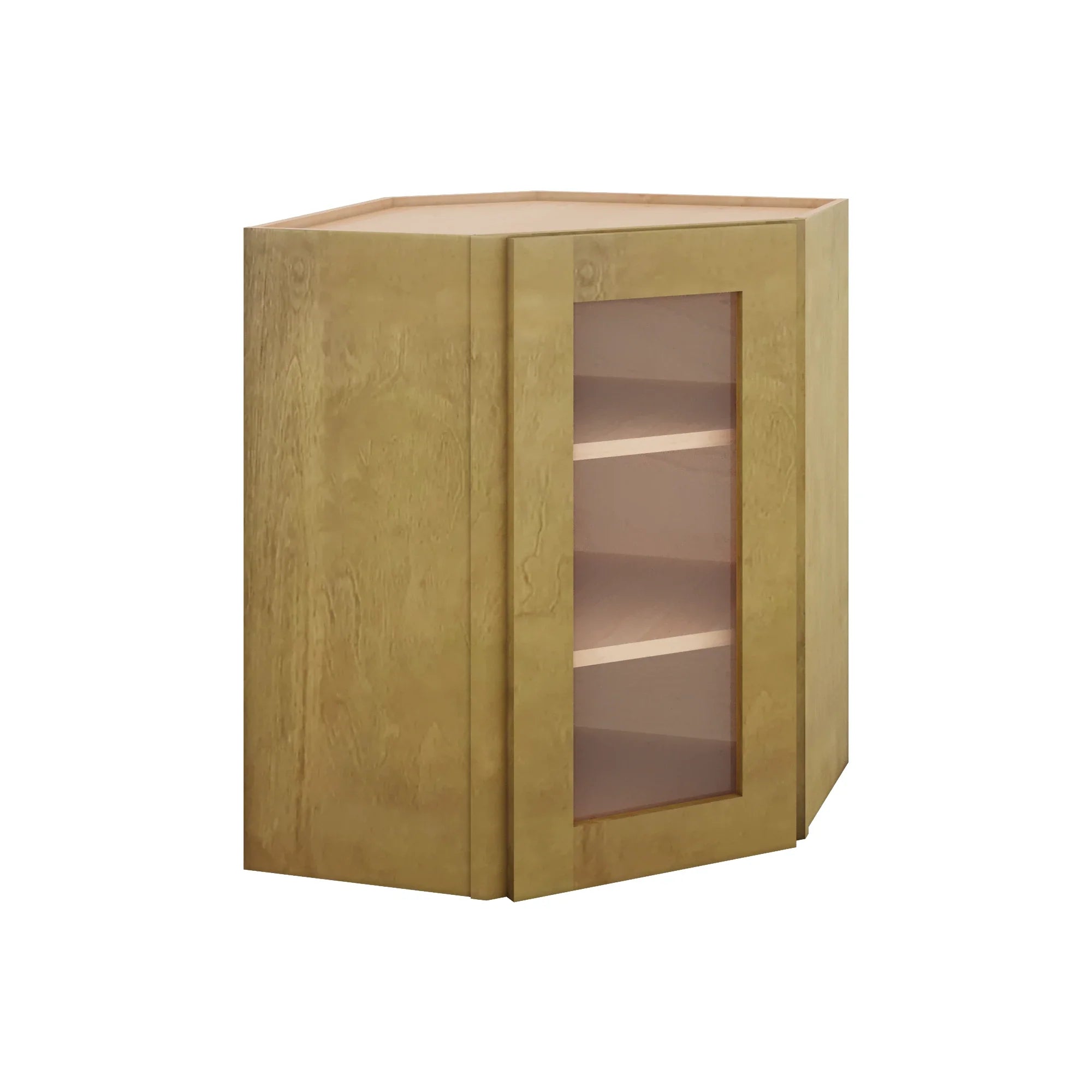 Modernform Cabinet Natural Shaker 24" W X 30" H X 12" D Wall Diagonal Corner Glass Door Cabinet