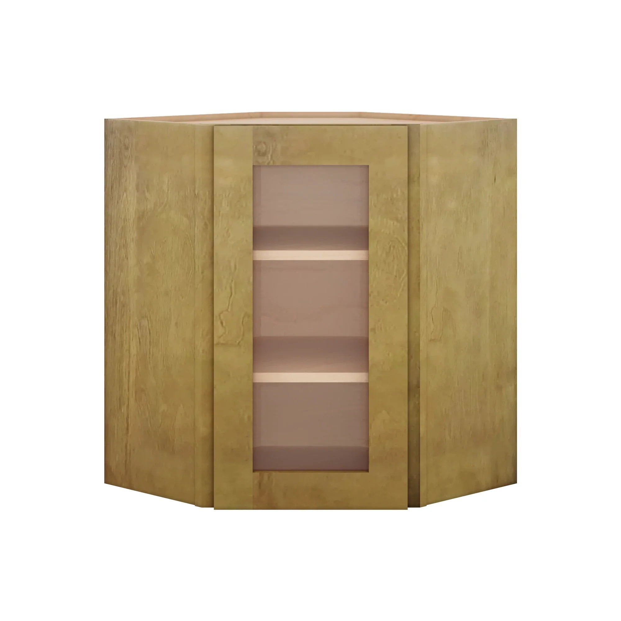 Modernform Cabinet Natural Shaker 24" W X 30" H X 12" D Wall Diagonal Corner Glass Door Cabinet