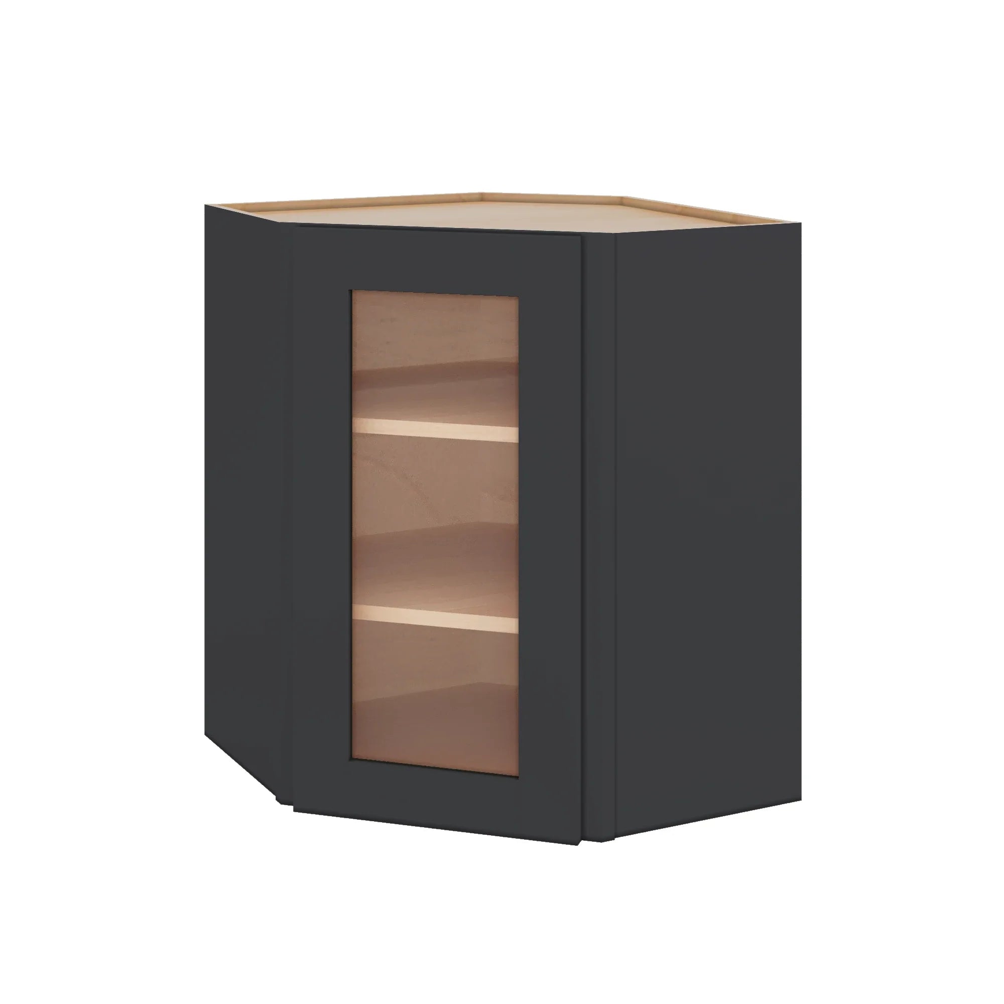 Modernform Cabinet Onyx Black Shaker 24" W X 30" H X 12" D Wall Diagonal Corner Glass Door Cabinet