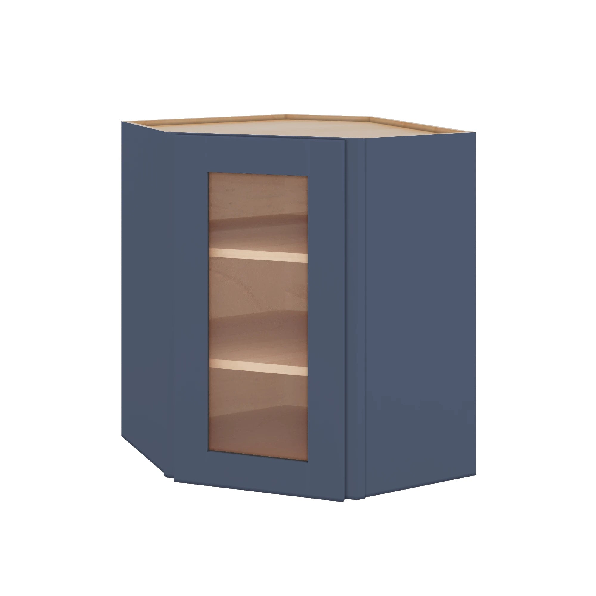 Modernform Cabinet Signature Blue 24" W X 30" H X 12" D Wall Diagonal Corner Glass Door Cabinet