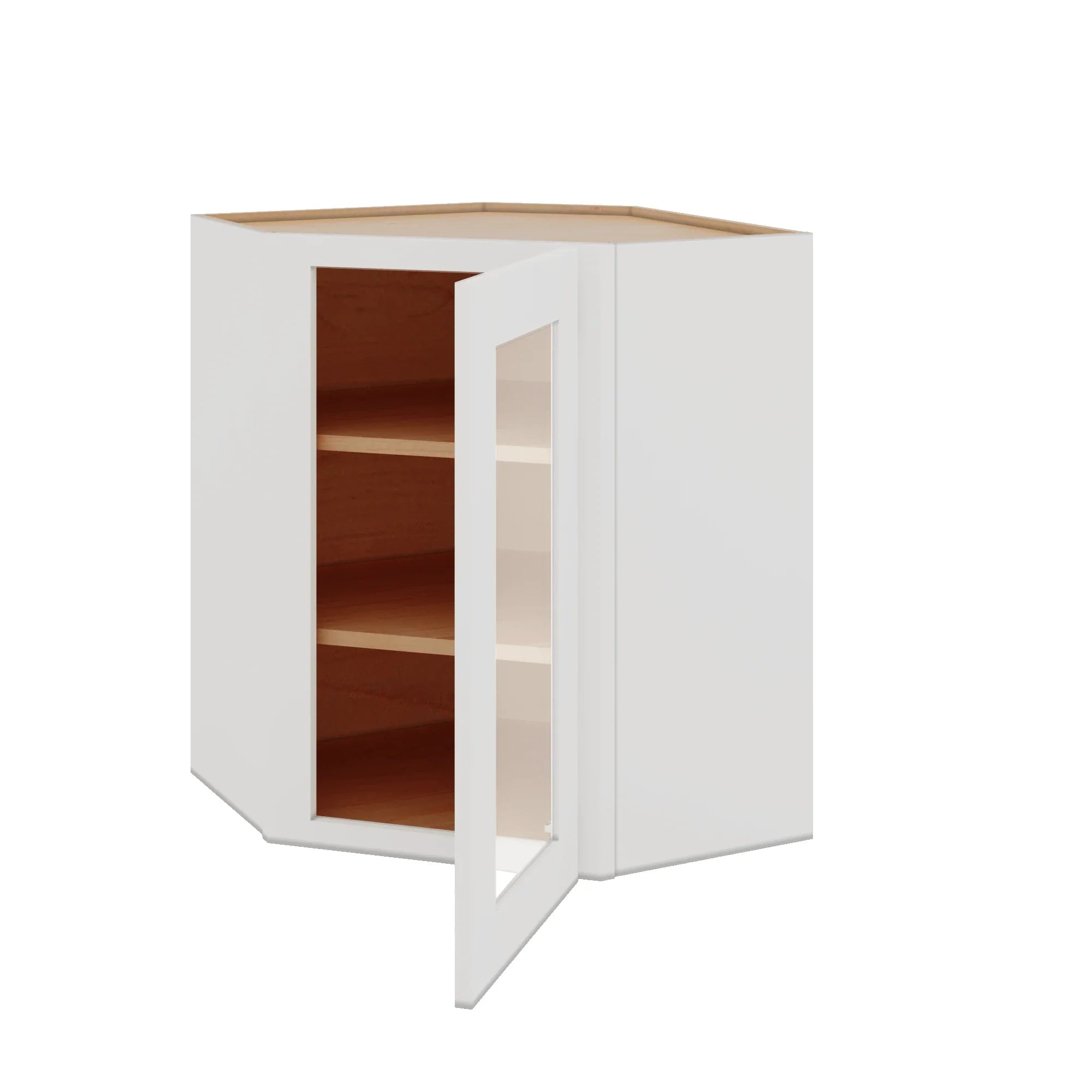 Modernform Cabinet White Shaker 24" W X 30" H X 12" D Wall Diagonal Corner Glass Door Cabinet