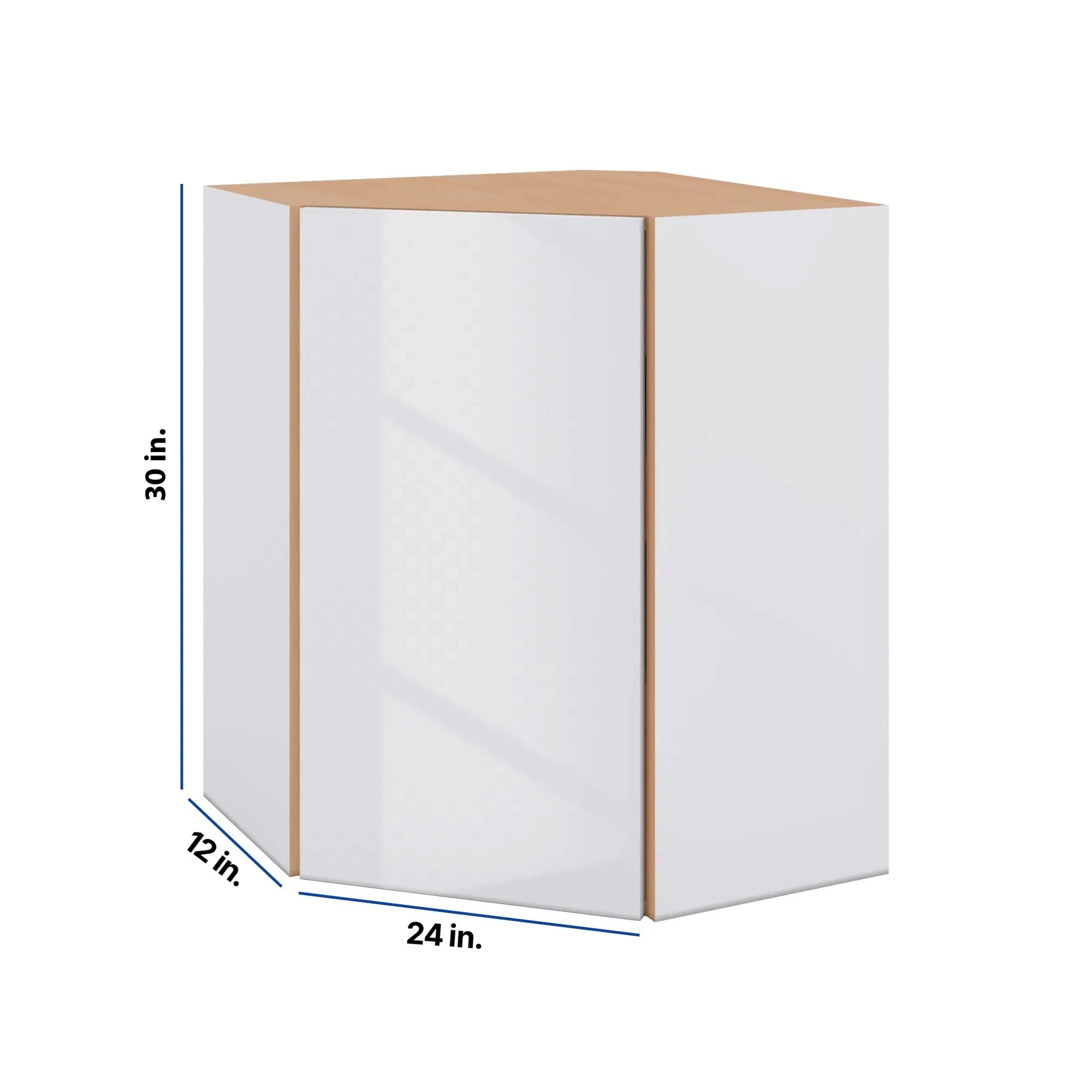 Modernform Cabinet Gloss White 24" W X 30" H X 12" D Wall Diagonal Corner Cabinet