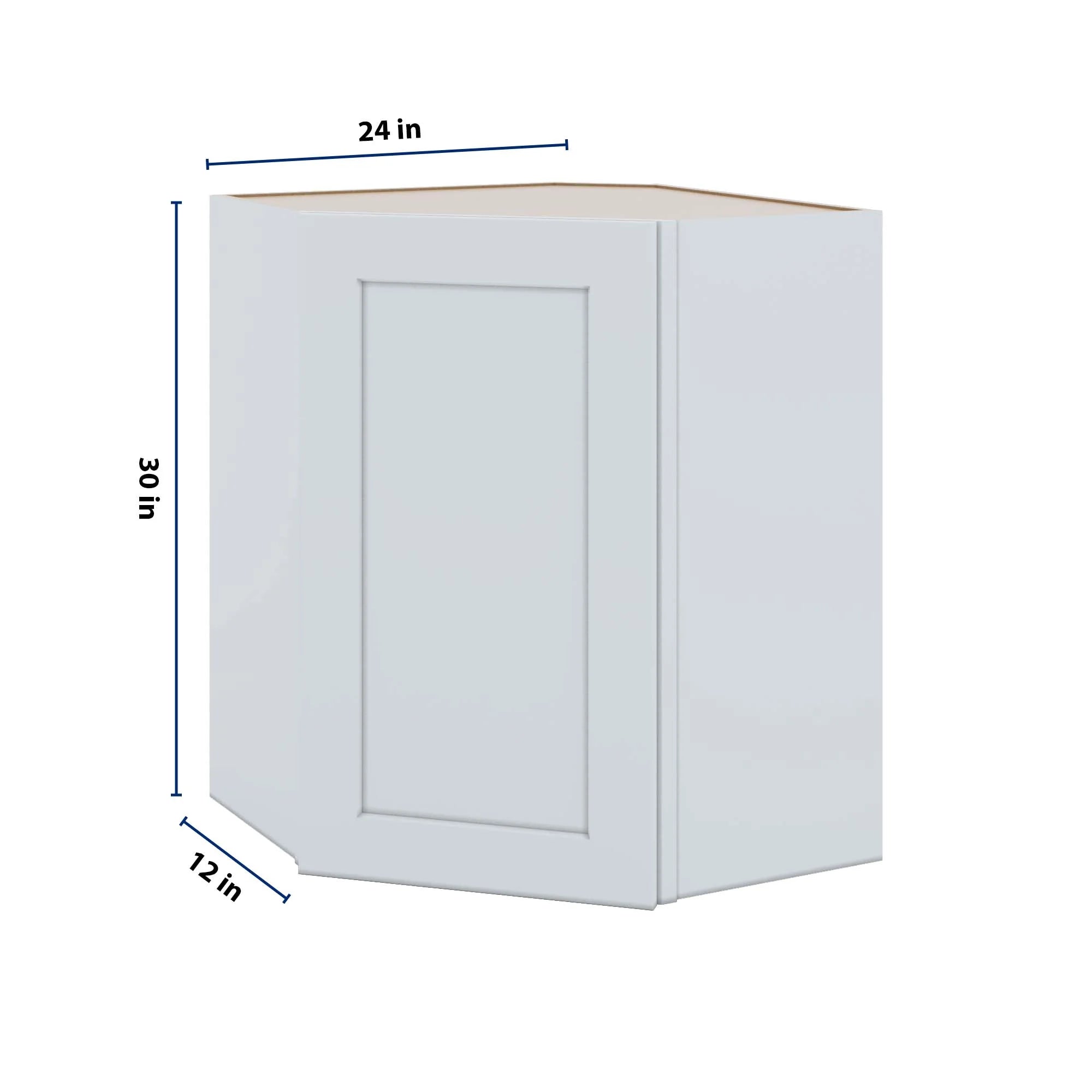 J&K White Shaker S8 Wall Diagonal Cabinet - 24" W x 30" H