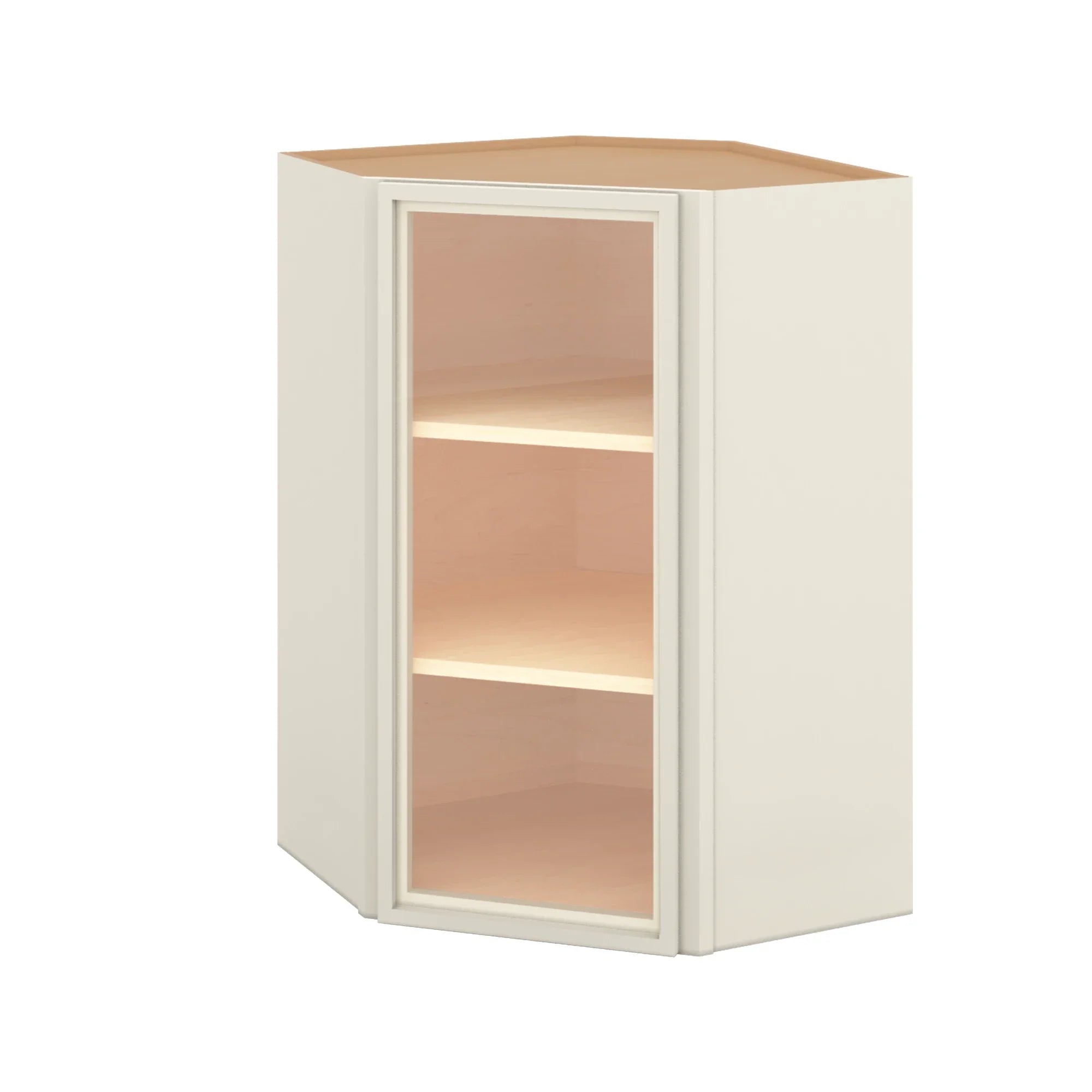 Modernform Cabinet Slim Dove White 24" W X 36" H X 12" D Wall Diagonal Corner Glass Door Cabinet