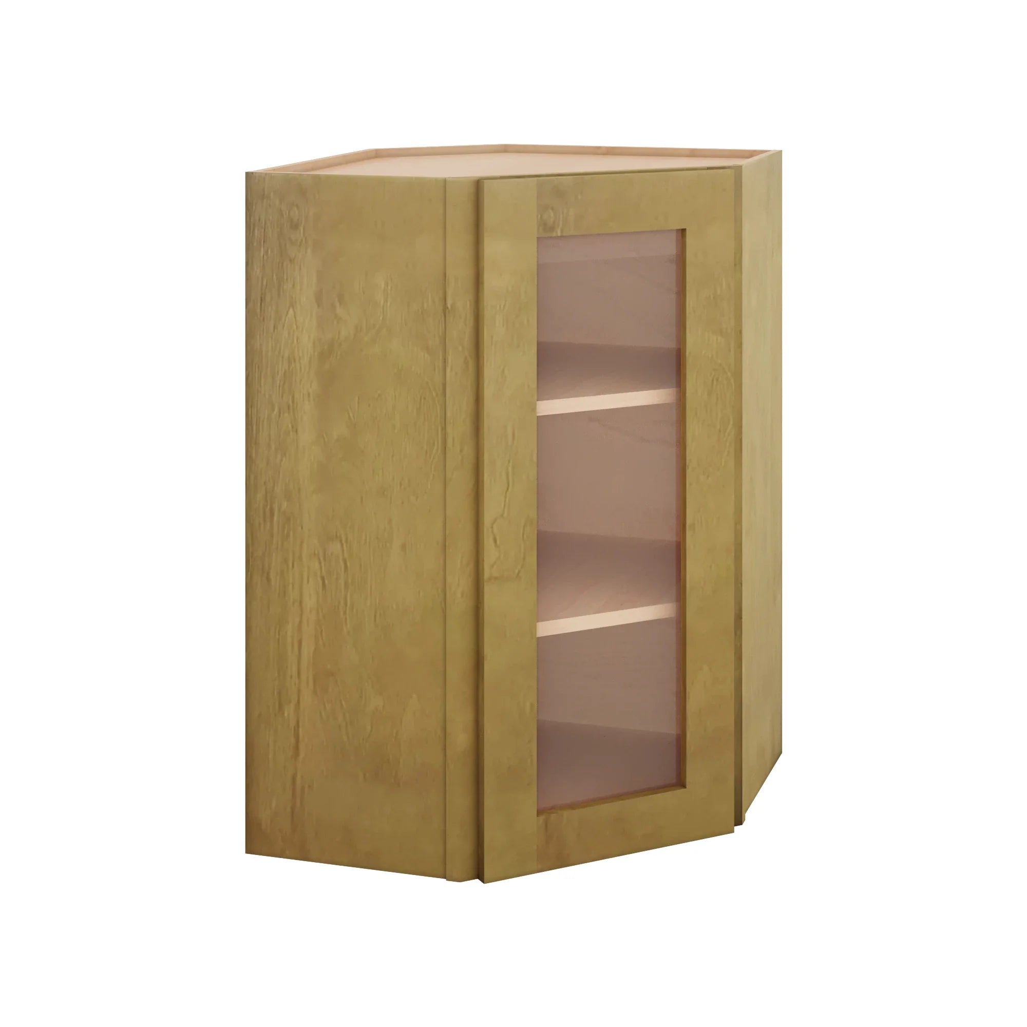 Modernform Cabinet Natural Shaker 24" W X 36" H X 12" D Wall Diagonal Corner Glass Door Cabinet