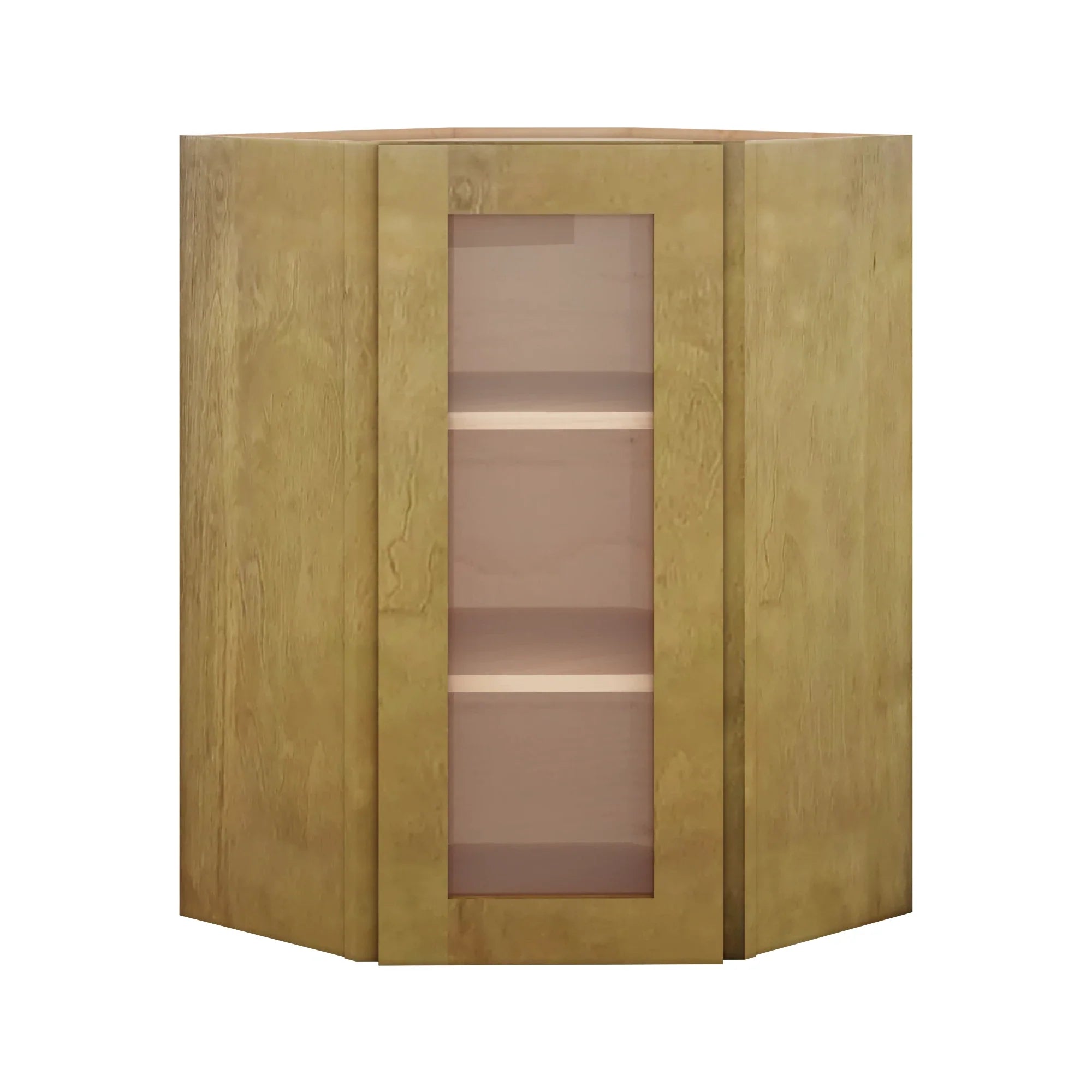 Modernform Cabinet Natural Shaker 24" W X 36" H X 12" D Wall Diagonal Corner Glass Door Cabinet