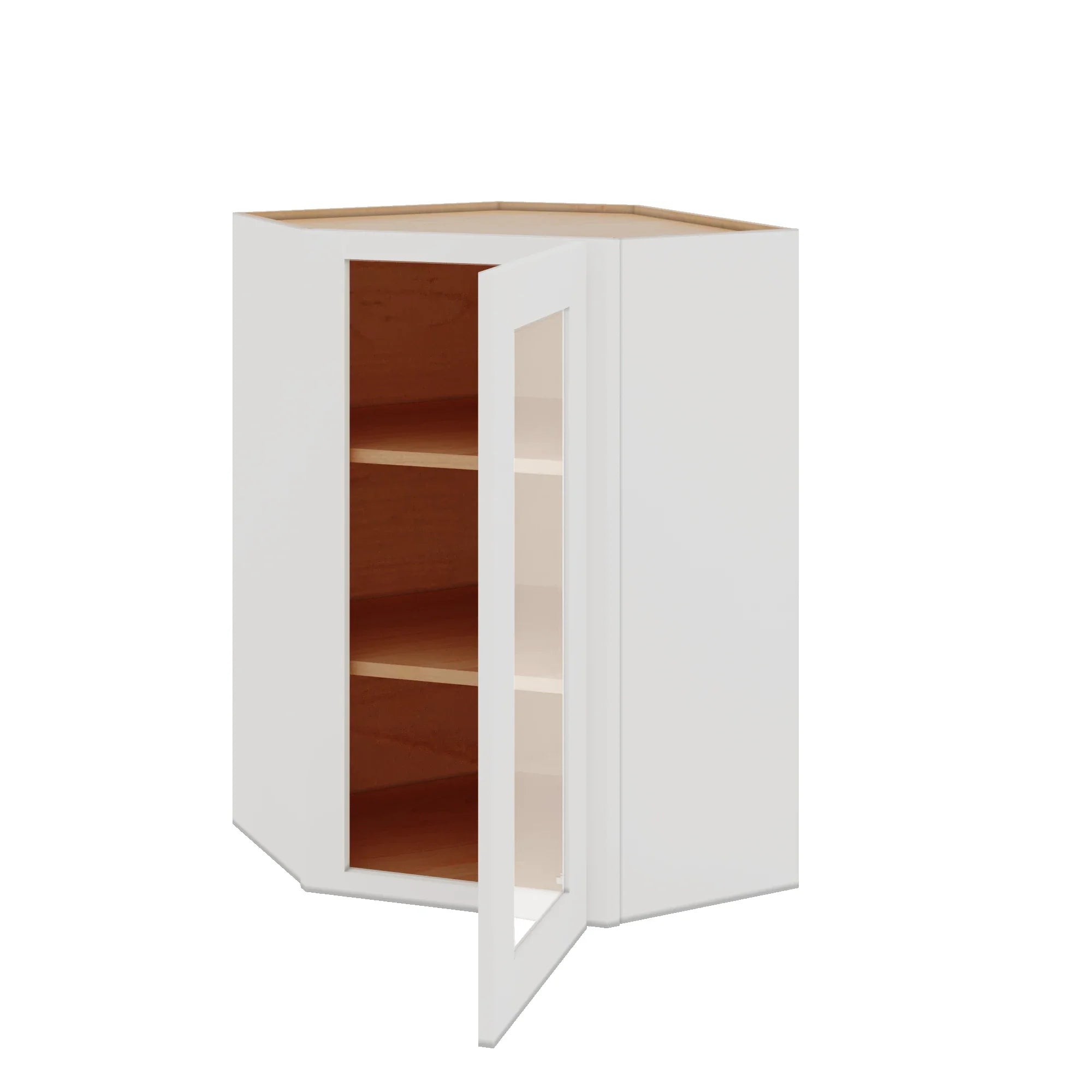 Modernform Cabinet White Shaker 24" W X 36" H X 12" D Wall Diagonal Corner Glass Door Cabinet