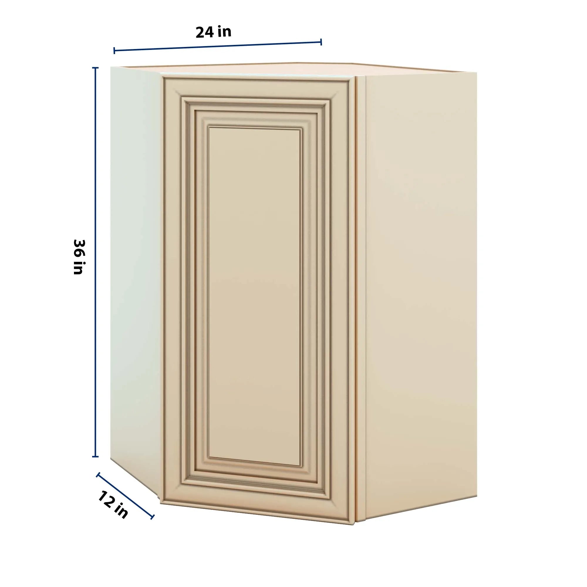 J&K Creme Glazed A7 Wall Diagonal Cabinet - 24" W x 36" H
