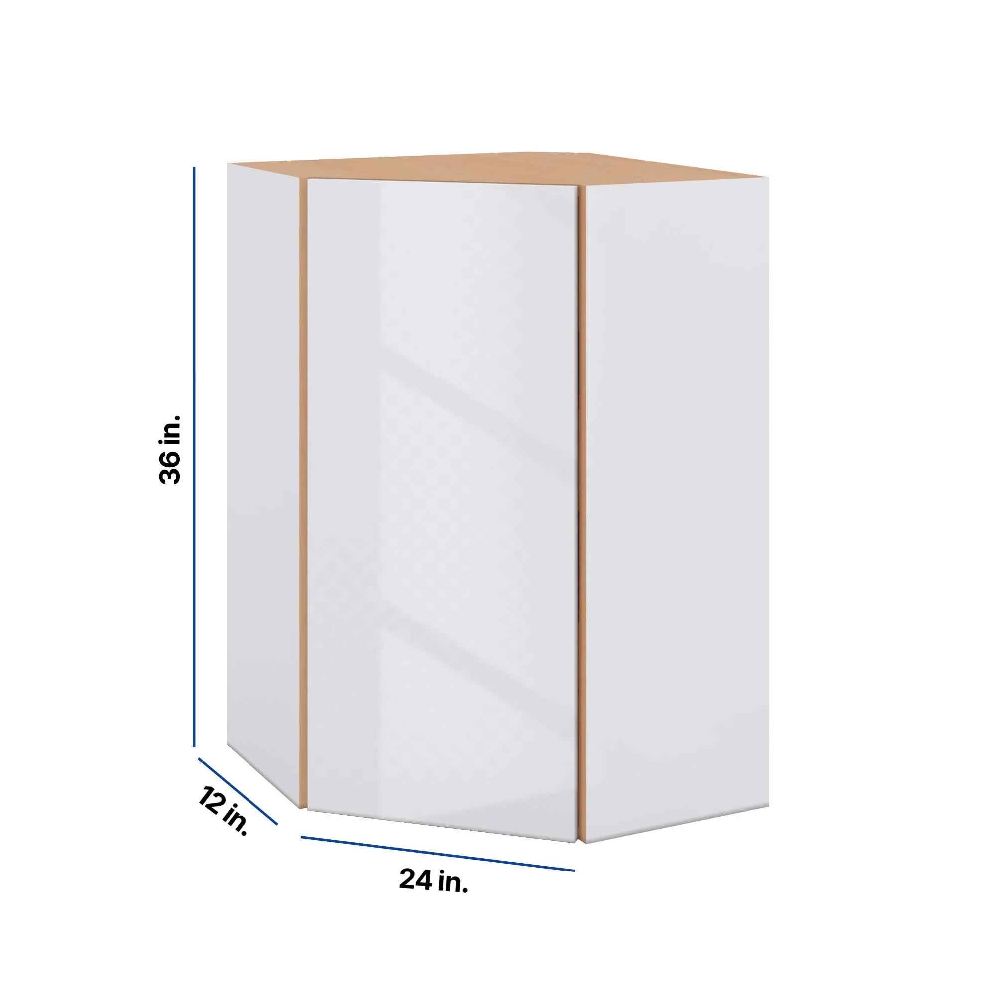 Modernform Cabinet Gloss White 24" W X 36" H X 12" D Wall Diagonal Corner Cabinet