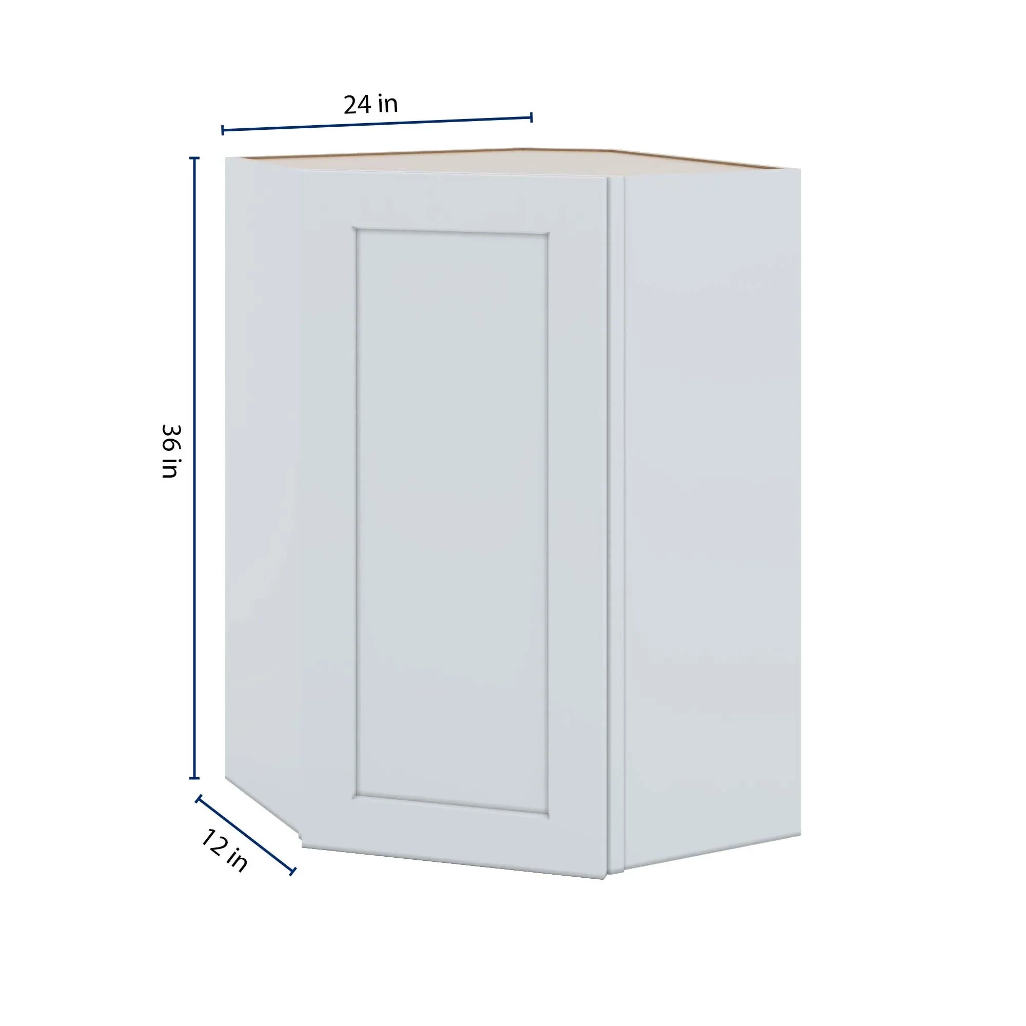 J&K White Shaker S8 Wall Diagonal Cabinet - 24" W x 36" H