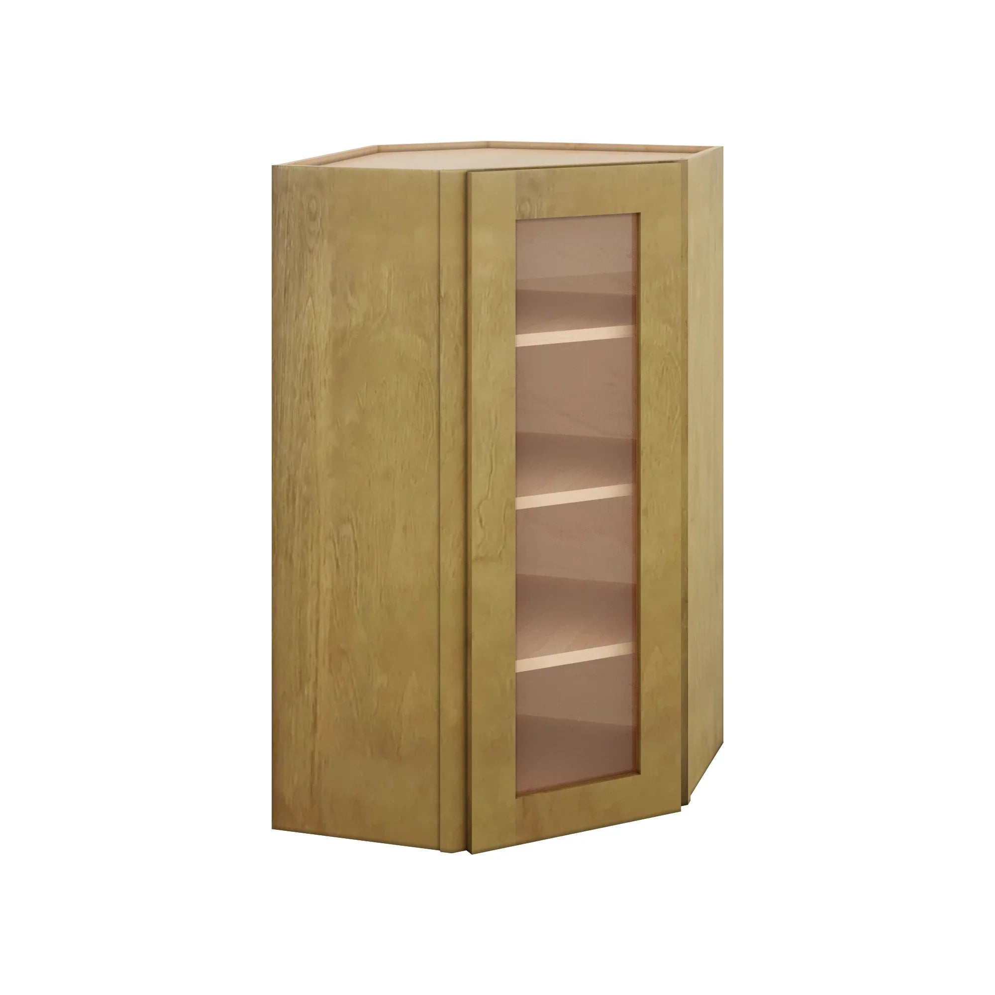 Modernform Cabinet Natural Shaker 24" W X 42" H X 12" D Wall Diagonal Corner Glass Door Cabinet