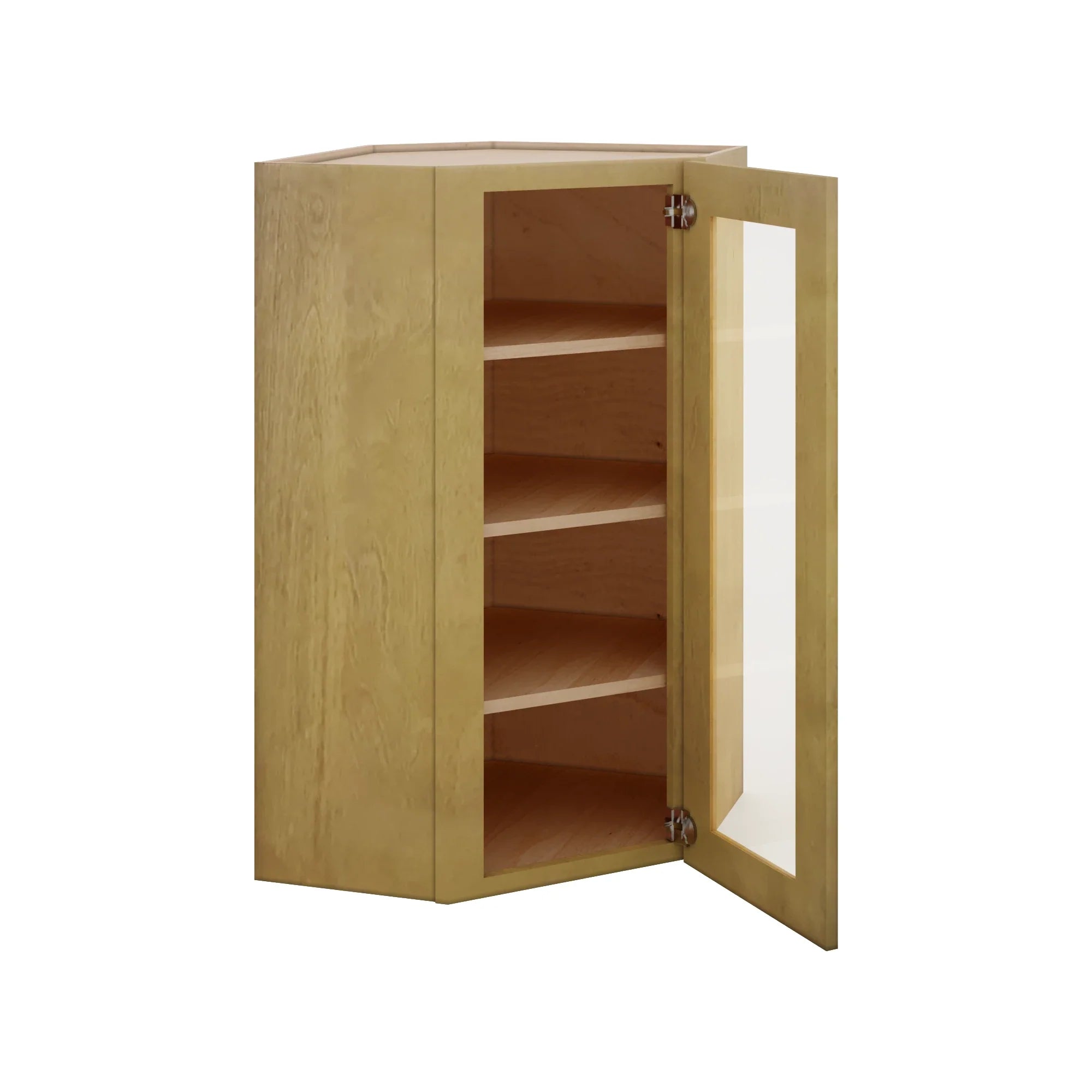Modernform Cabinet Natural Shaker 24" W X 42" H X 12" D Wall Diagonal Corner Glass Door Cabinet