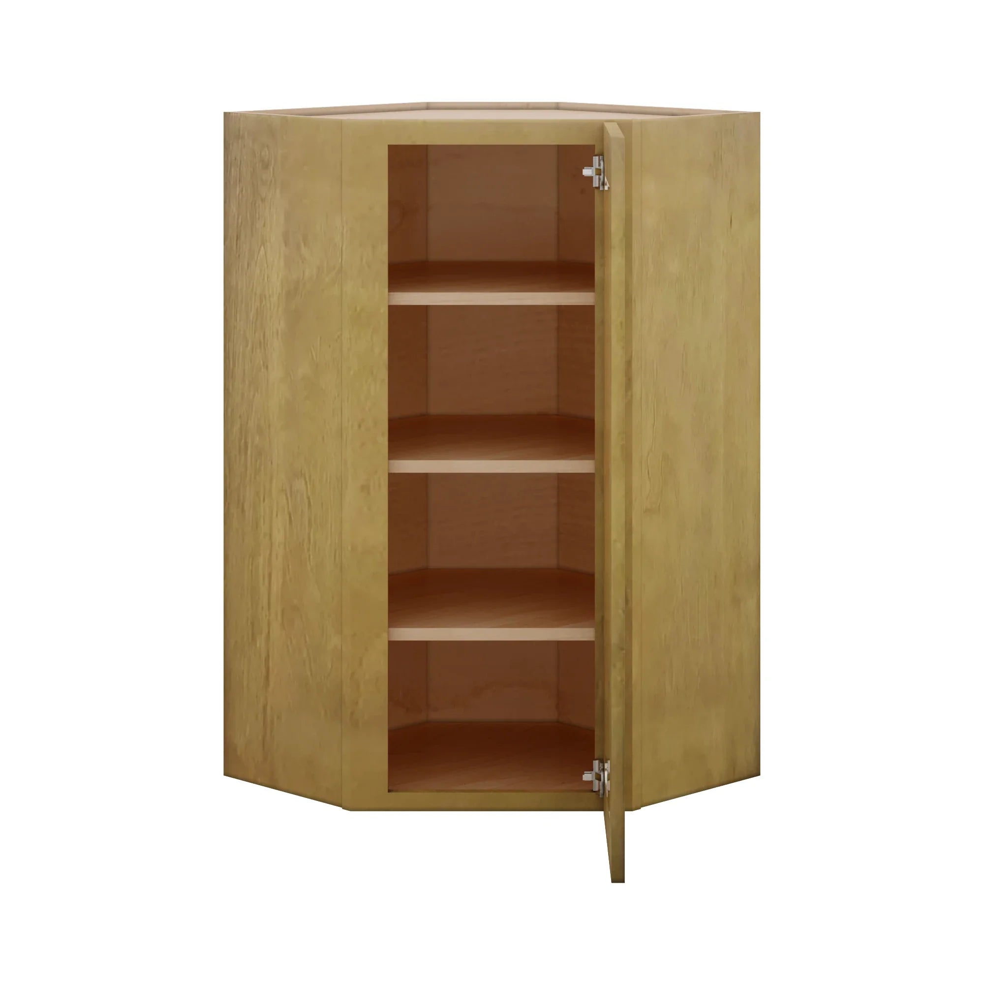 Modernform Cabinet Natural Shaker 24" W X 42" H X 12" D Wall Diagonal Corner Glass Door Cabinet