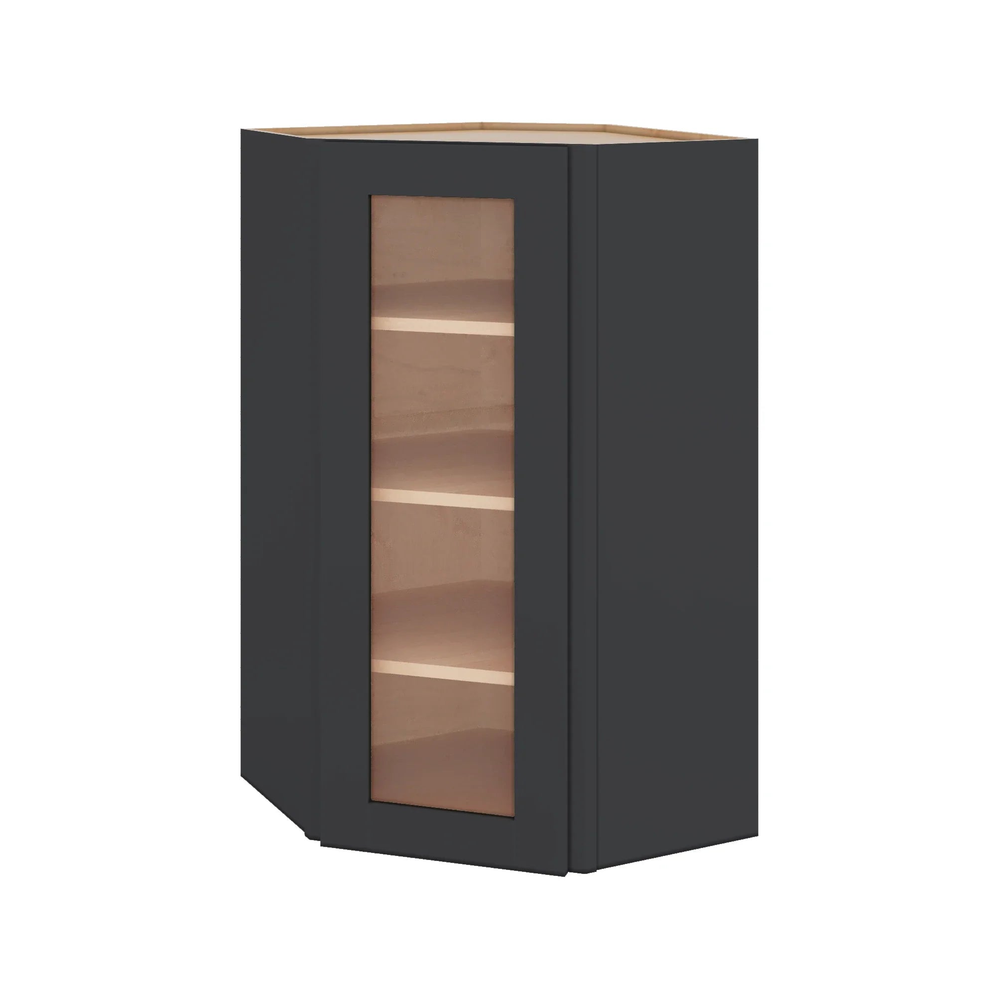 Modernform Cabinet Onyx Black Shaker 24" W X 42" H X 12" D Wall Diagonal Corner Glass Door Cabinet