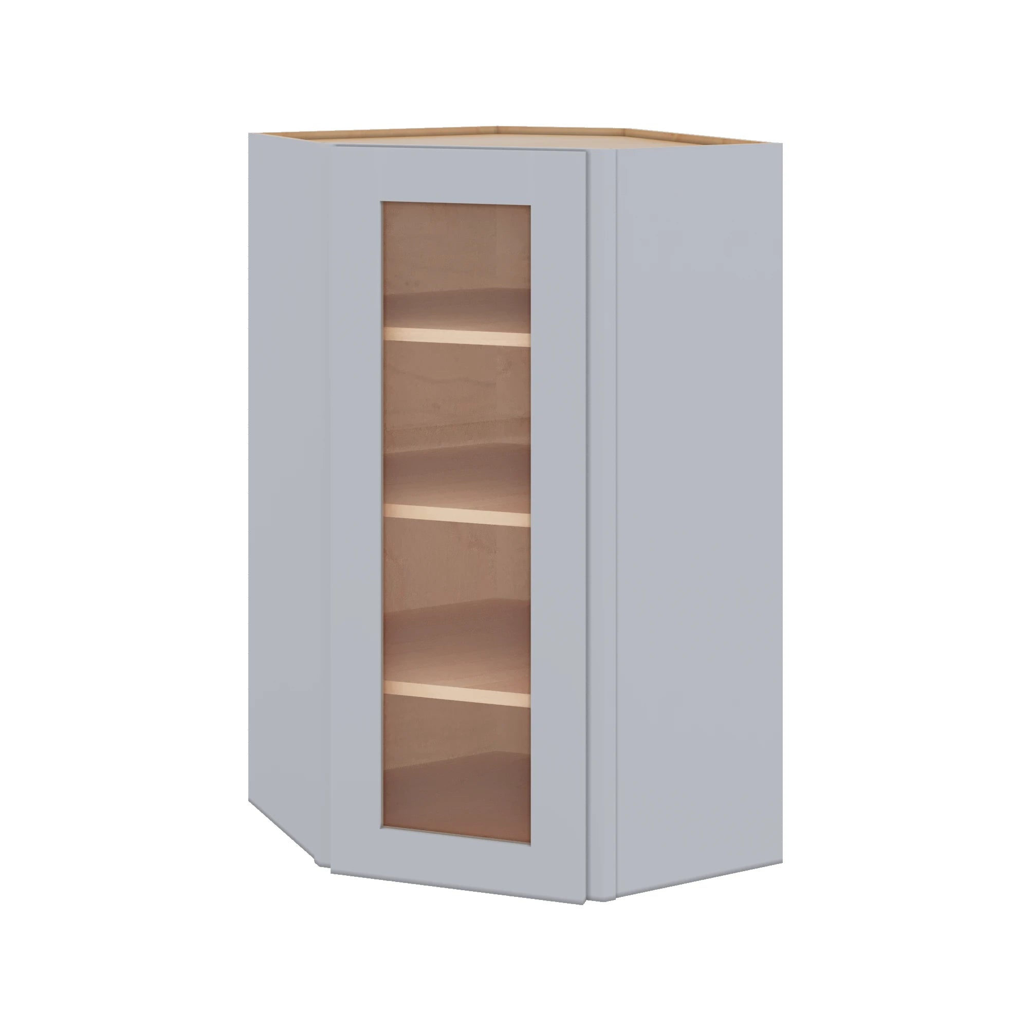 Modernform Cabinet Grey Shaker 24" W X 42" H X 12" D Wall Diagonal Corner Glass Door Cabinet