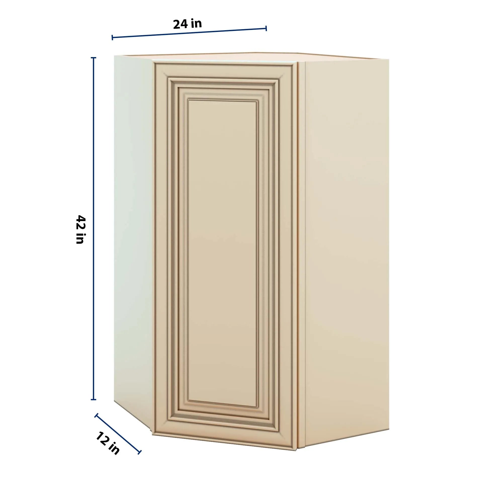 J&K Creme Glazed A7 Wall Diagonal Cabinet - 24" W x 42" H