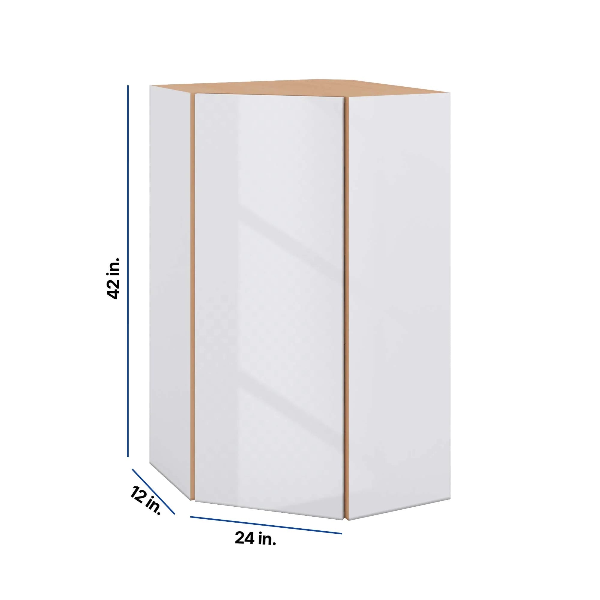 Modernform Cabinet Gloss White 24" W X 42" H X 12" D Wall Diagonal Corner Cabinet