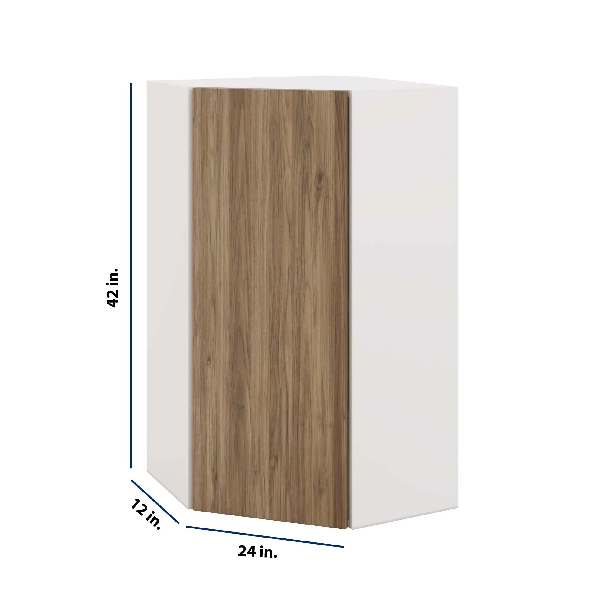 Modernform Cabinet Walnut 24" W X 42" H X 12" D Wall Diagonal Corner Cabinet