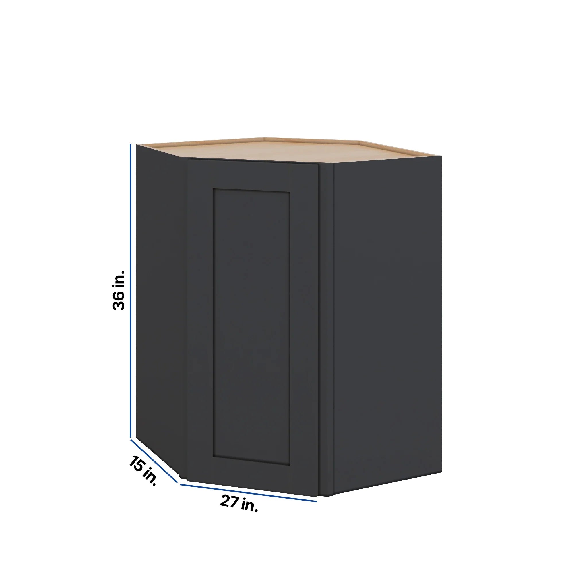 Modernform Cabinet Onyx Black Shaker 27" W X 36" H X 15" D Wall Diagonal Corner Cabinet