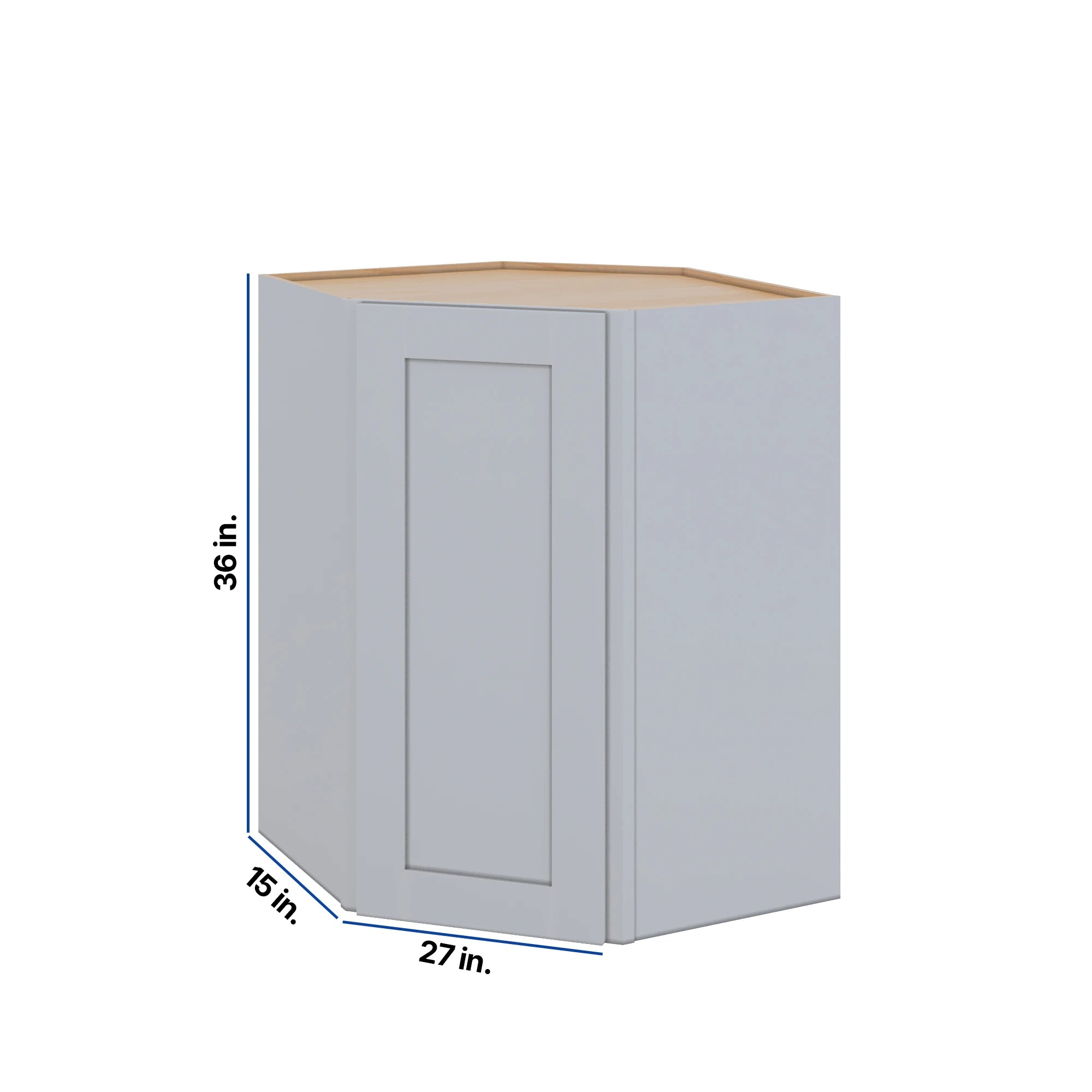 Modernform Cabinet Grey Shaker 27" W X 36" H X 15" D Wall Diagonal Corner Cabinet