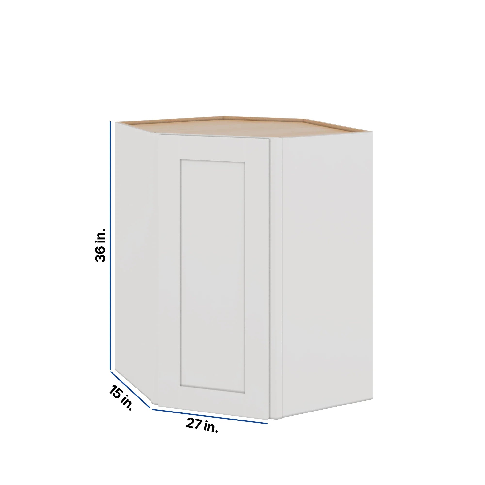 Modernform Cabinet White Shaker 27" W X 36" H X 15" D Wall Diagonal Corner Cabinet