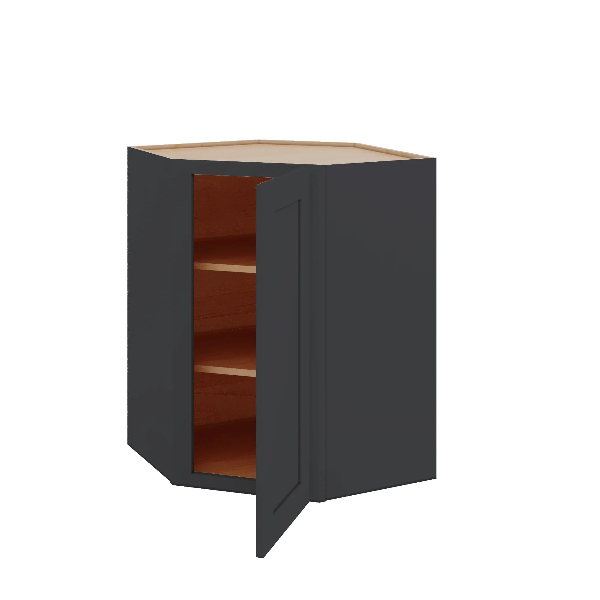 Modernform Cabinet Onyx Black Shaker 27" W X 36" H X 15" D Wall Diagonal Corner Cabinet