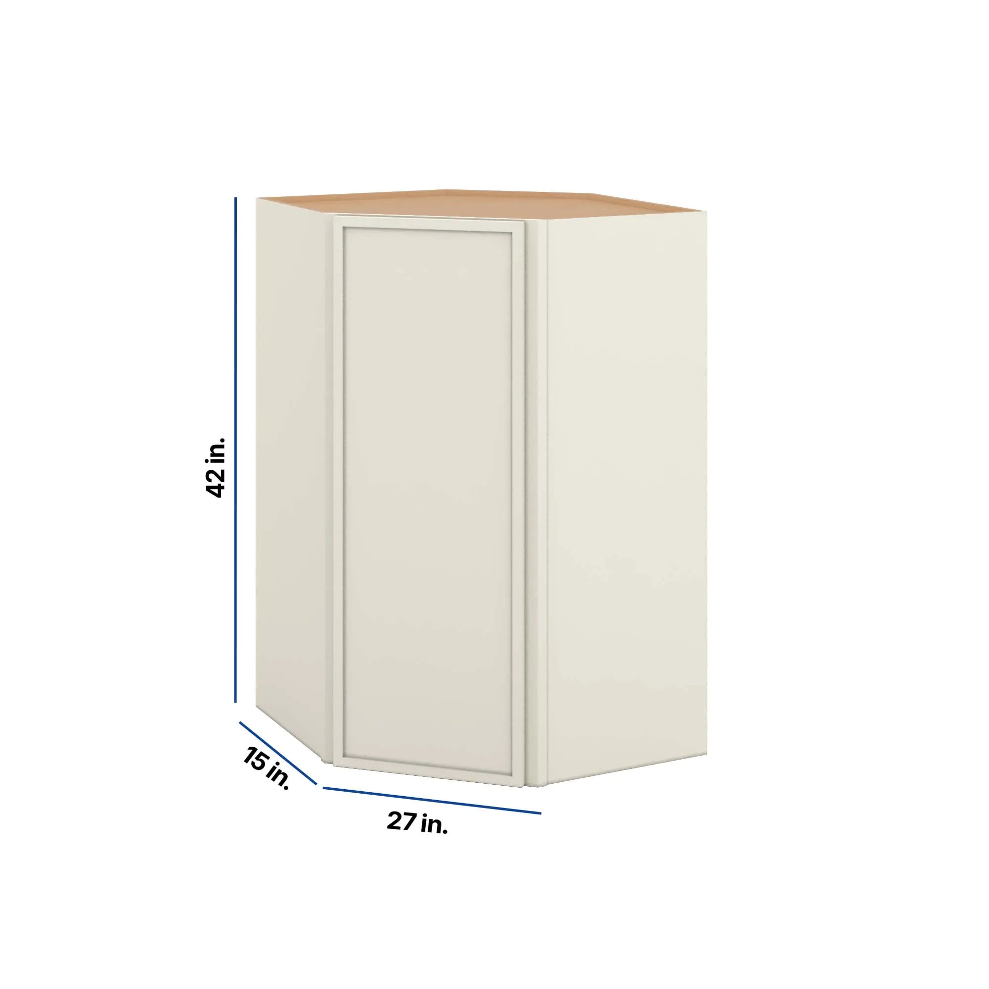 Modernform Cabinet Slim Dove White 27" W X 42" H X 15" D Wall Diagonal Corner Cabinet