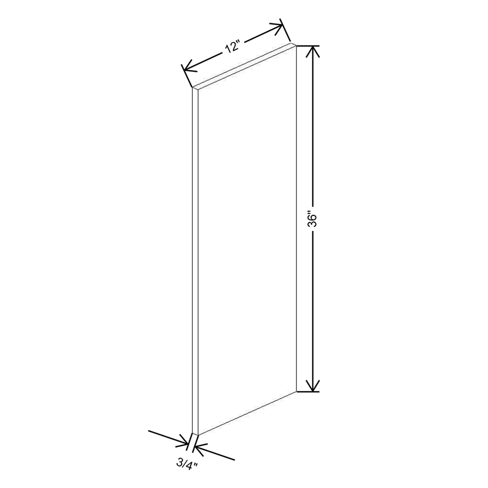 CNC Classic Milano Polar White 3/4" W X 36" H X 13" D End Panel