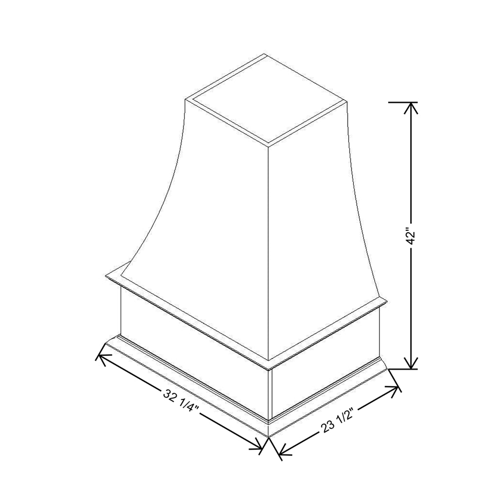 CNC Concord Elegant Smoky Grey 30" W Coved Wood Hood