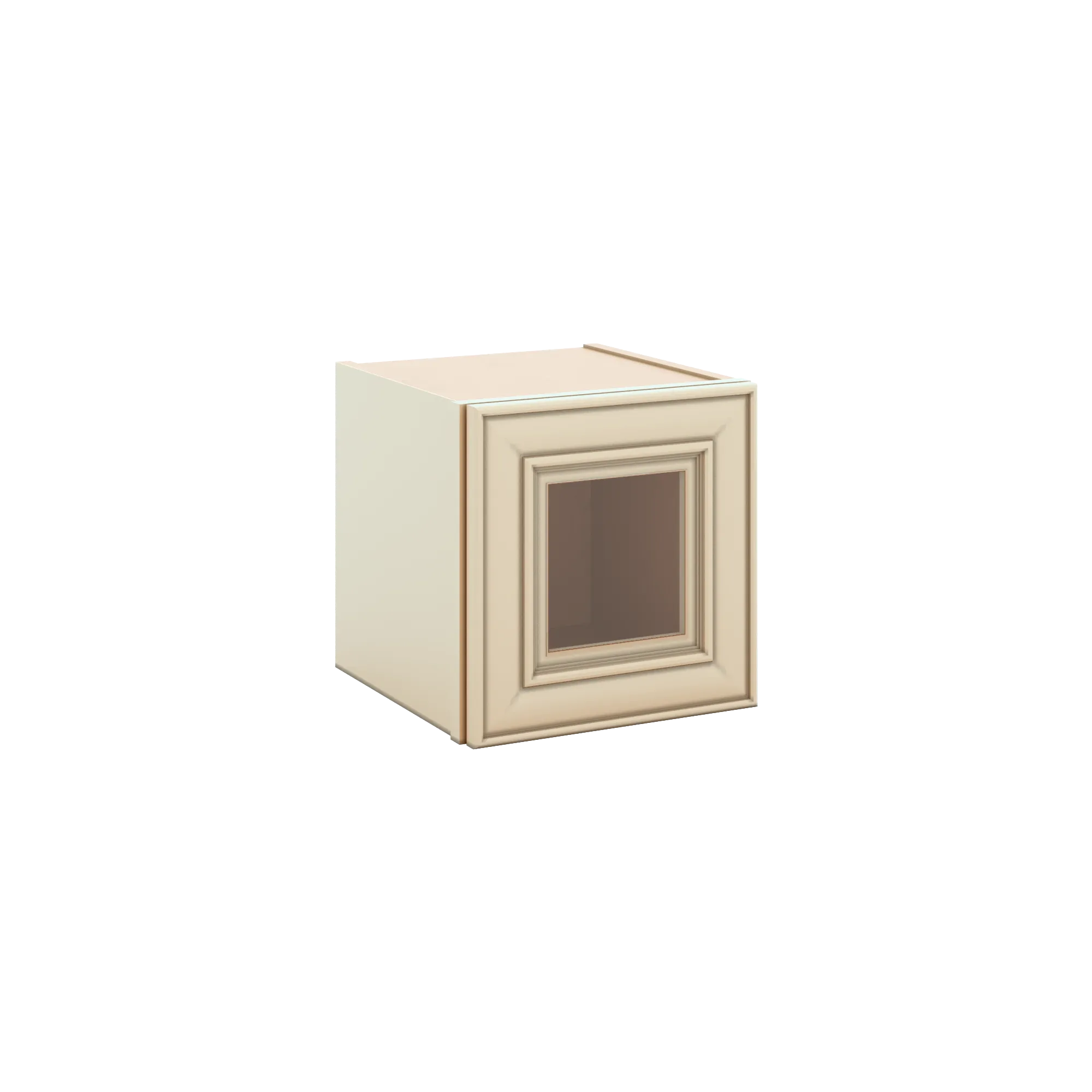 J&K Creme Glazed A7 Wall Glass Cabinet - 12" W x 12" H (No Glass Insert)